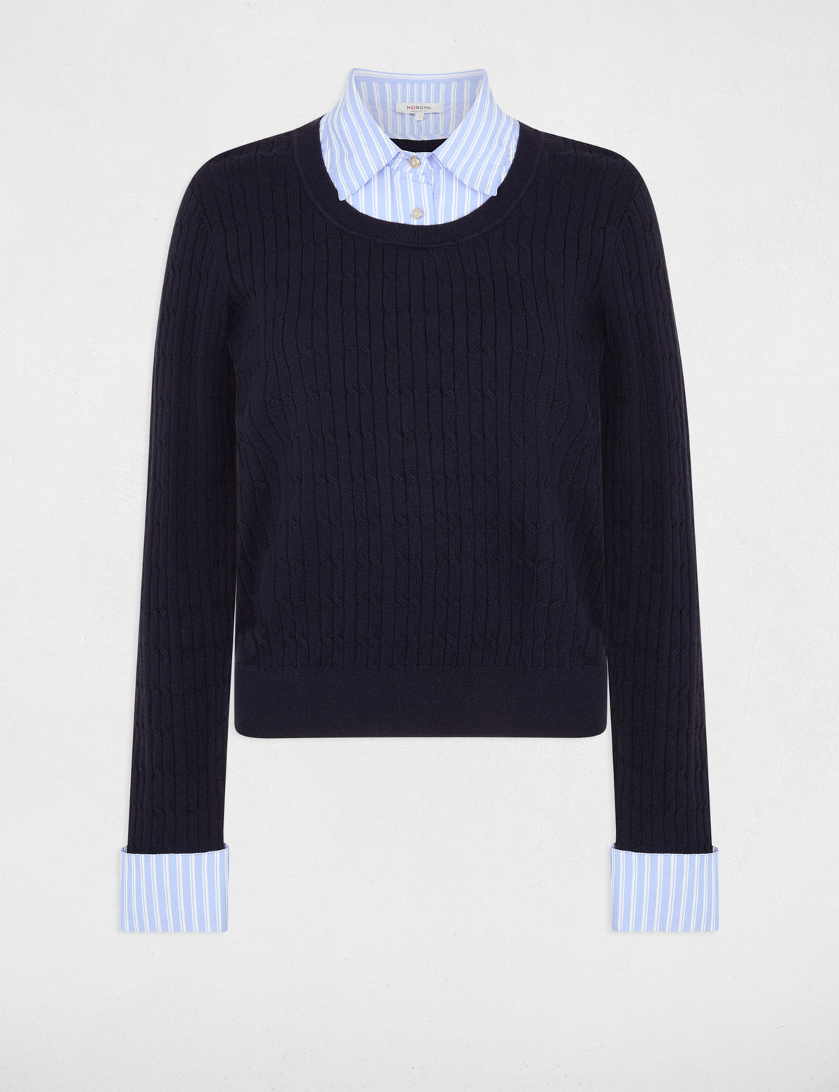 Morgan MBLUE maglia effetto camicia integrata