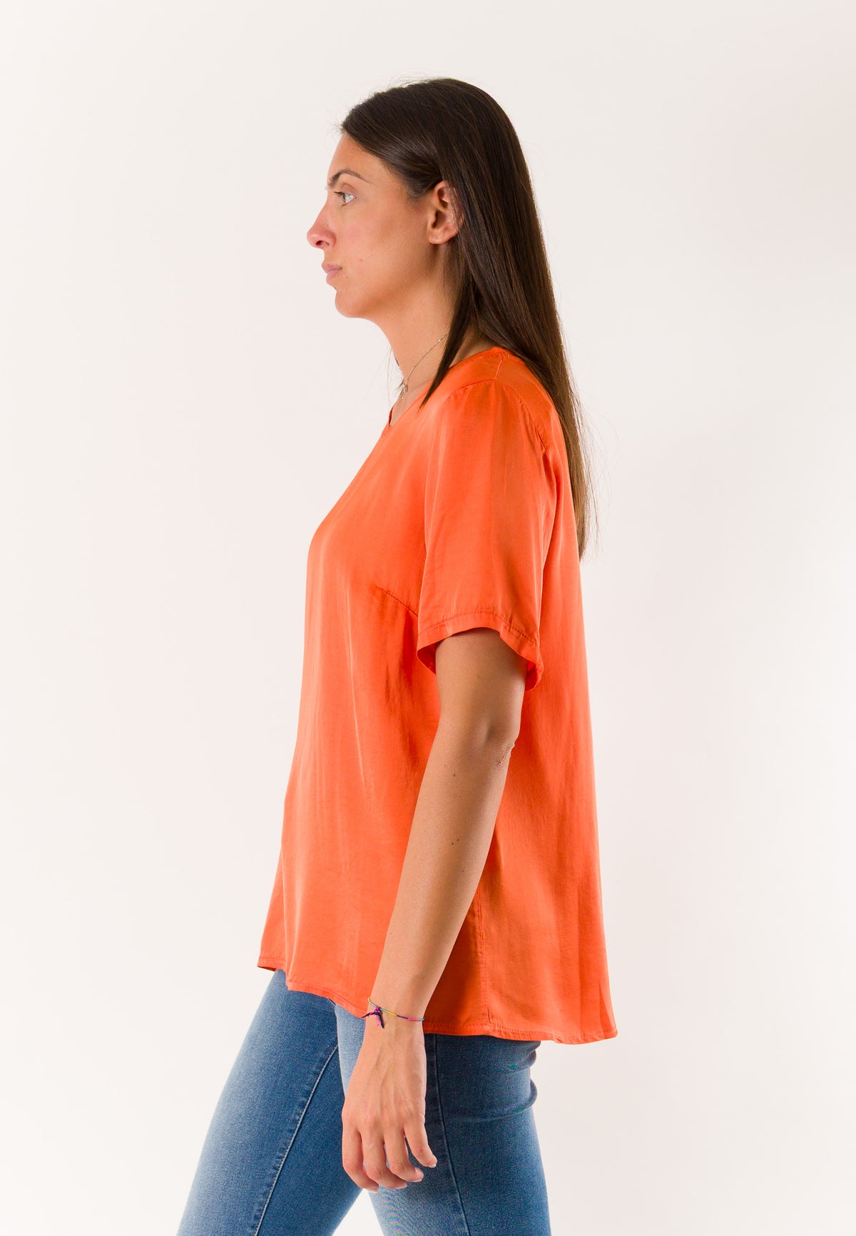 t-shirt a mezze maniche in raso 424219