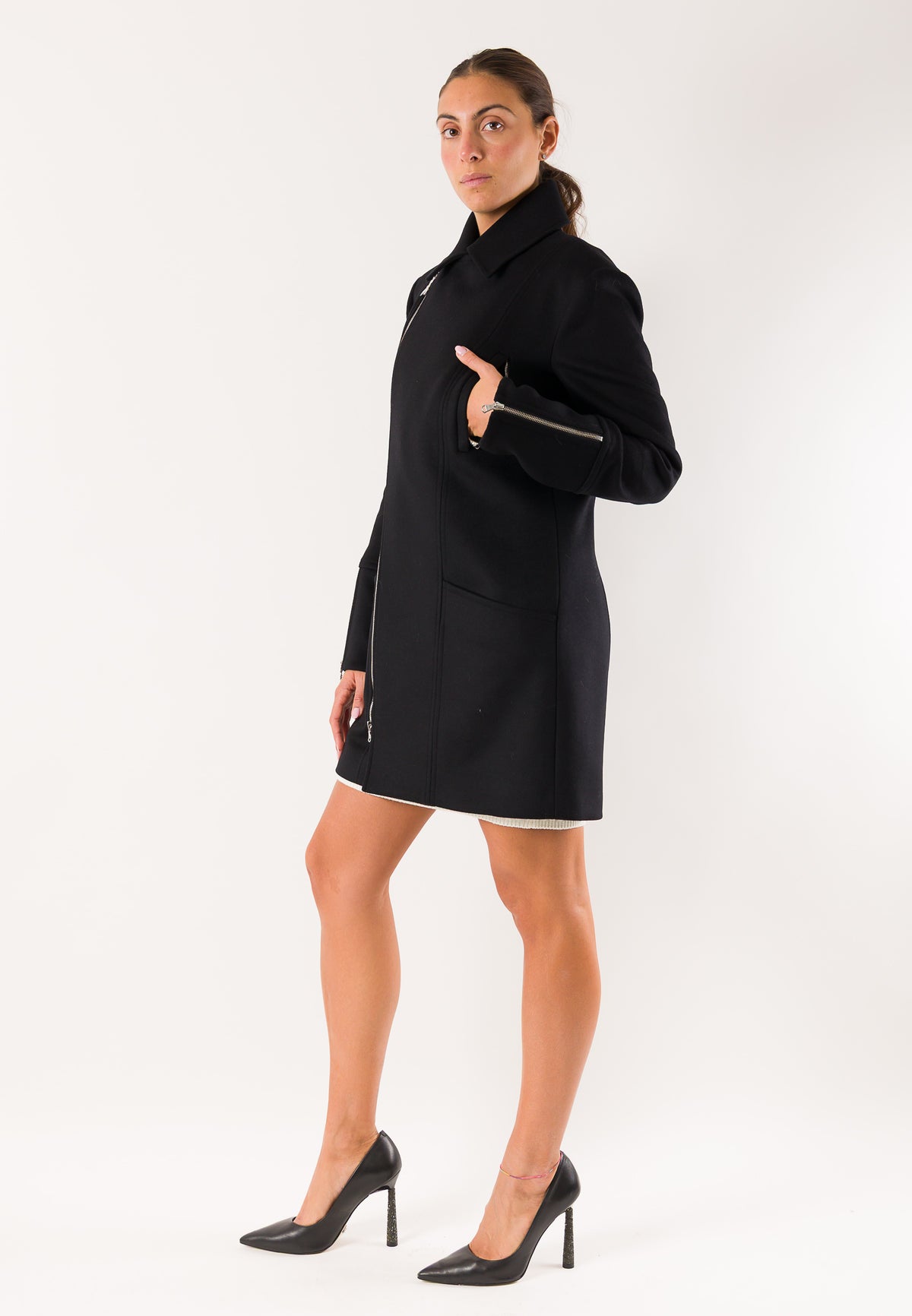 Patrizia Pepe 2O0226 cappotto zip asimmetrica