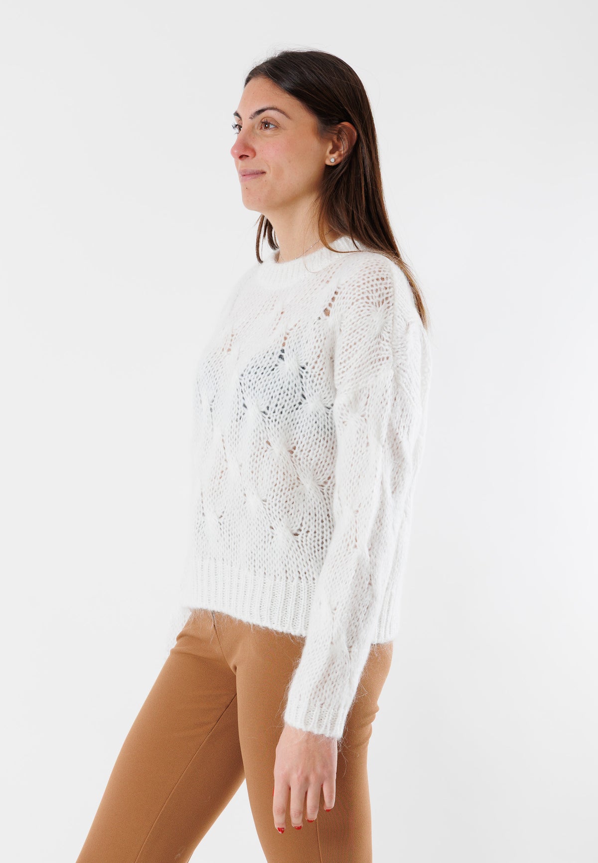 Maglia girocollo con trecce 3M0893CN