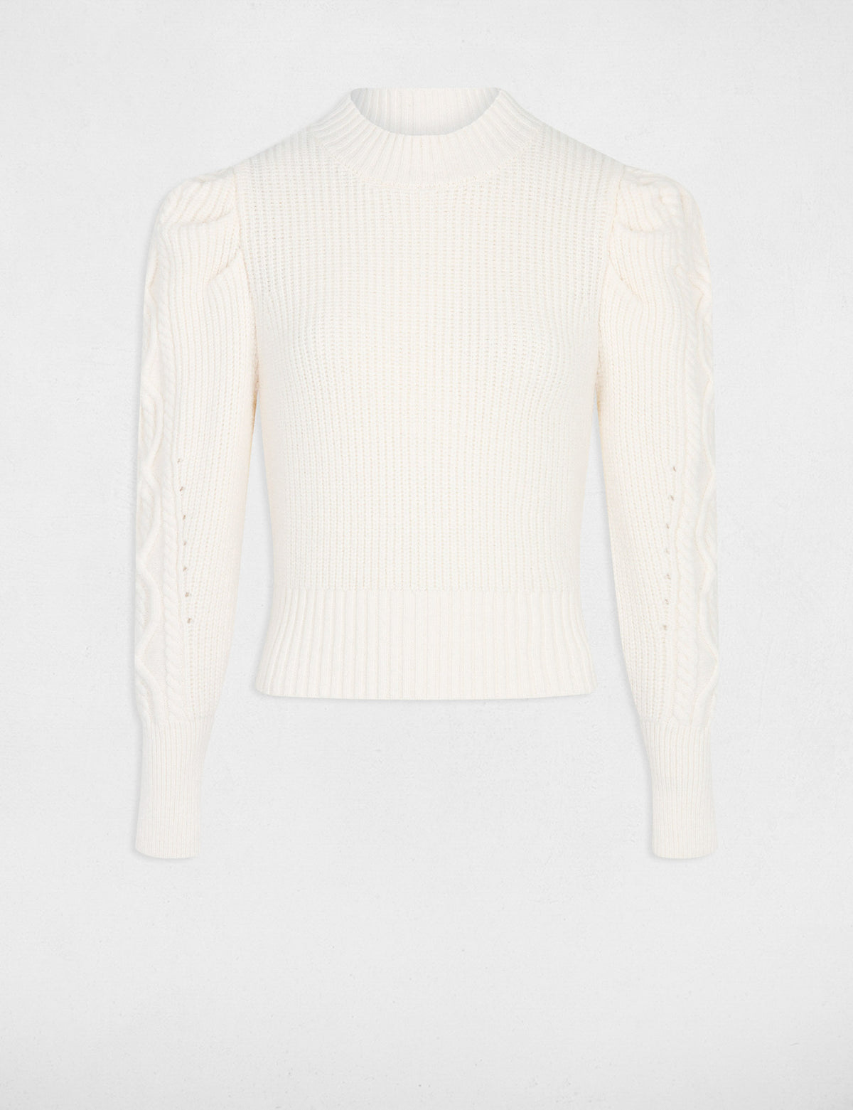 Maglia a maniche lunghe con collo alto color avorio da donna MONACO