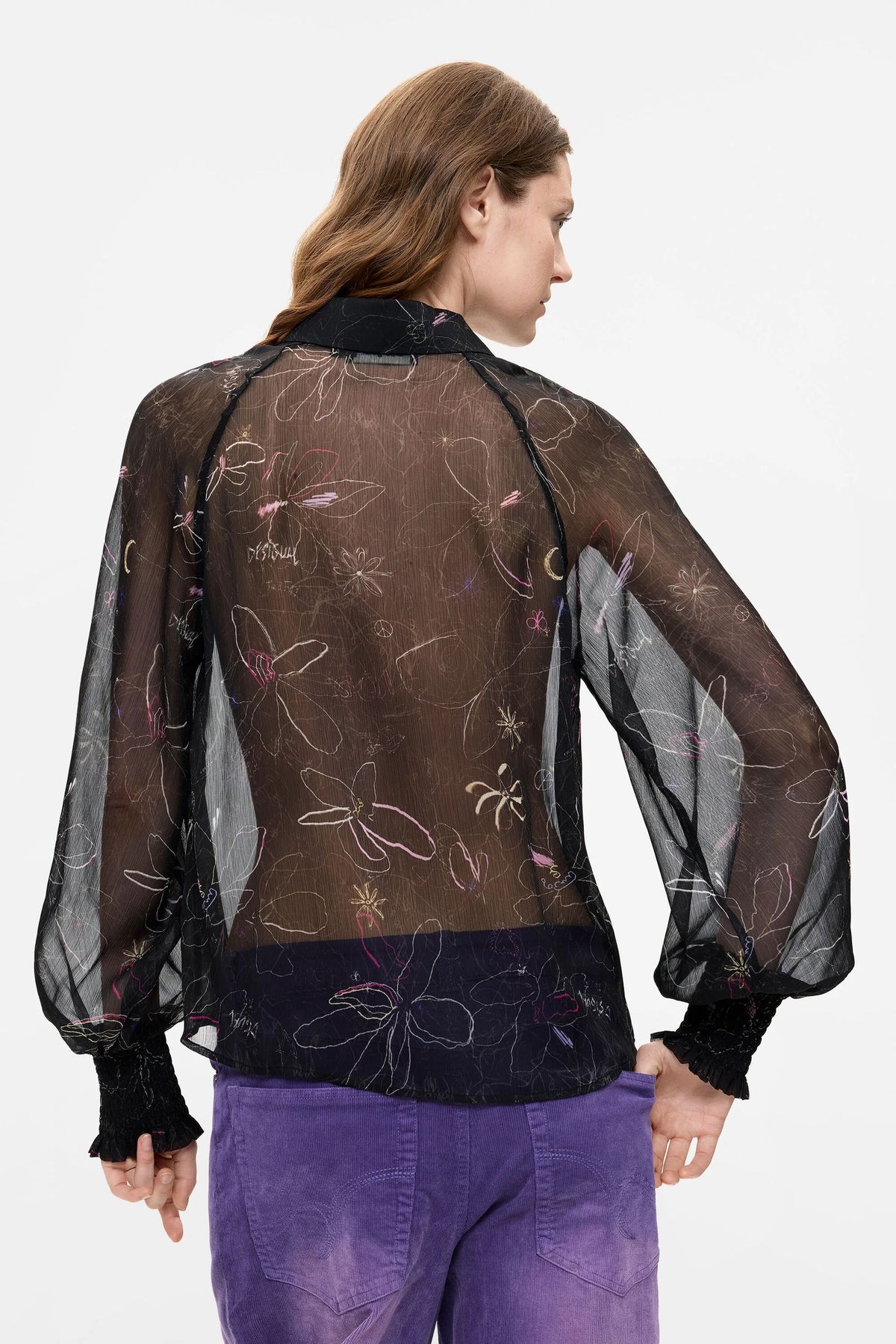 Blusa floreale trasparente 26WWBW112000