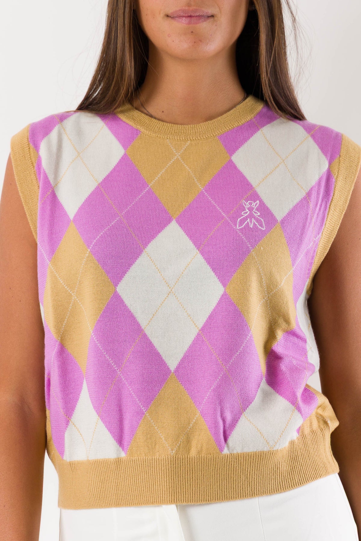 Maglia smanicata motivo rombi 8K0376