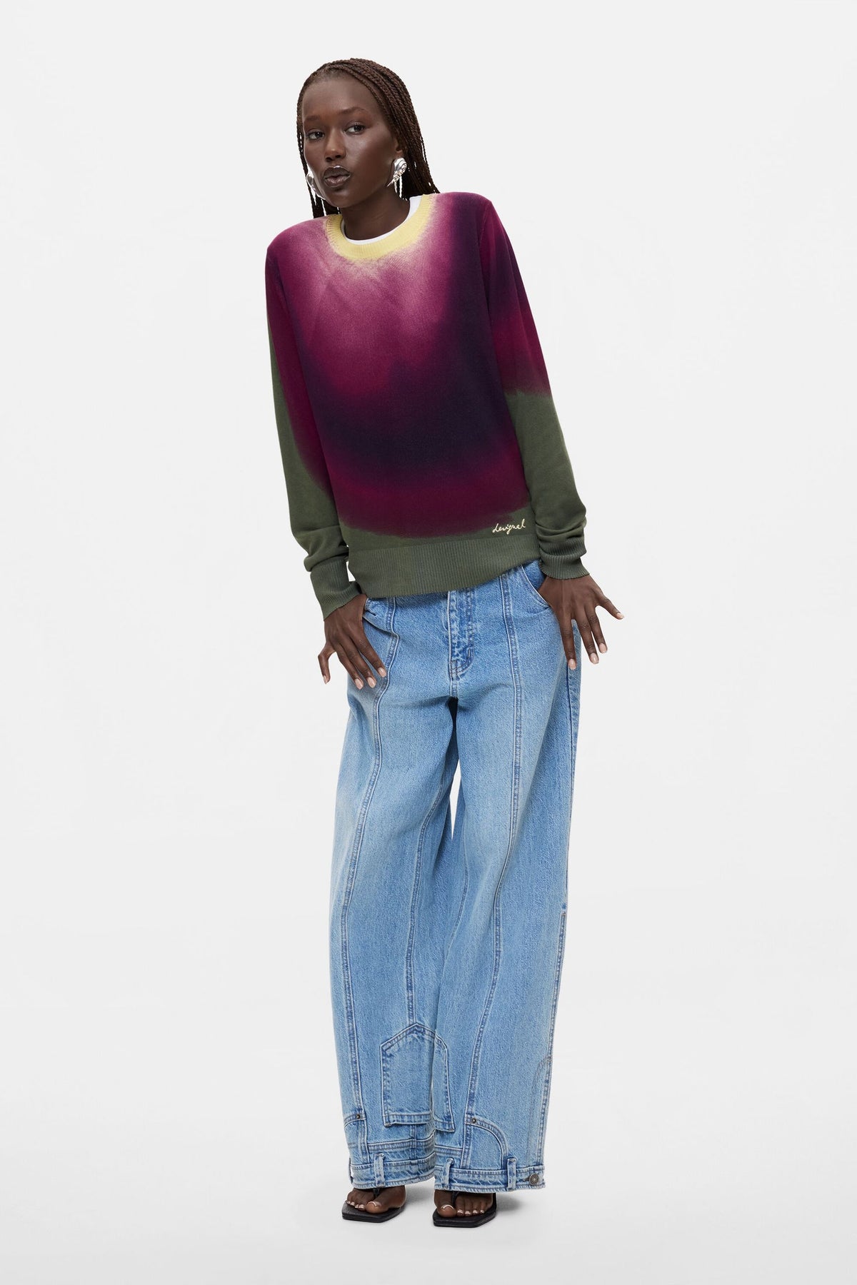 maglione a maglia fine effetto sfumato 26WWJF263004
