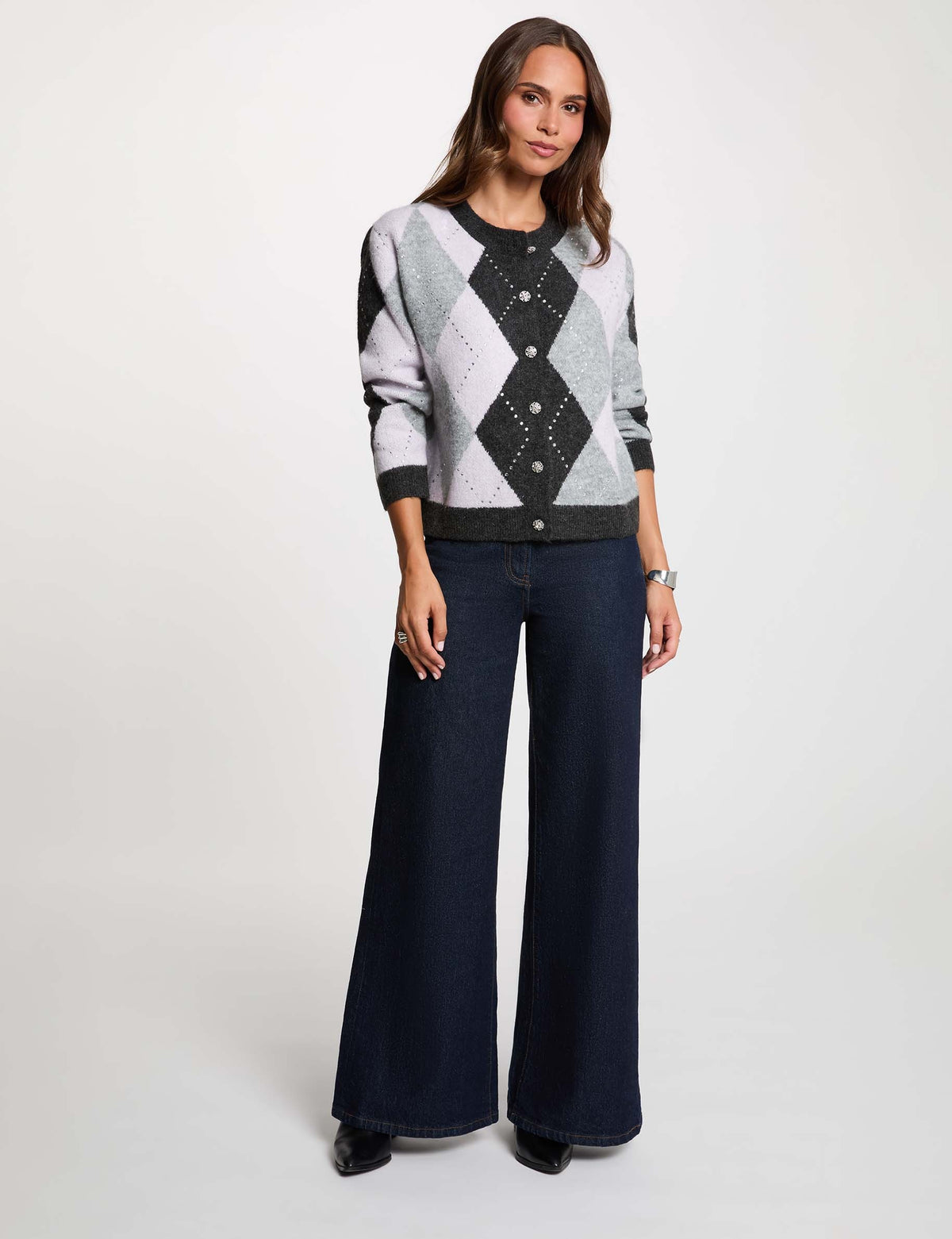 Morgan MDIAMO cardigan rombi con strass