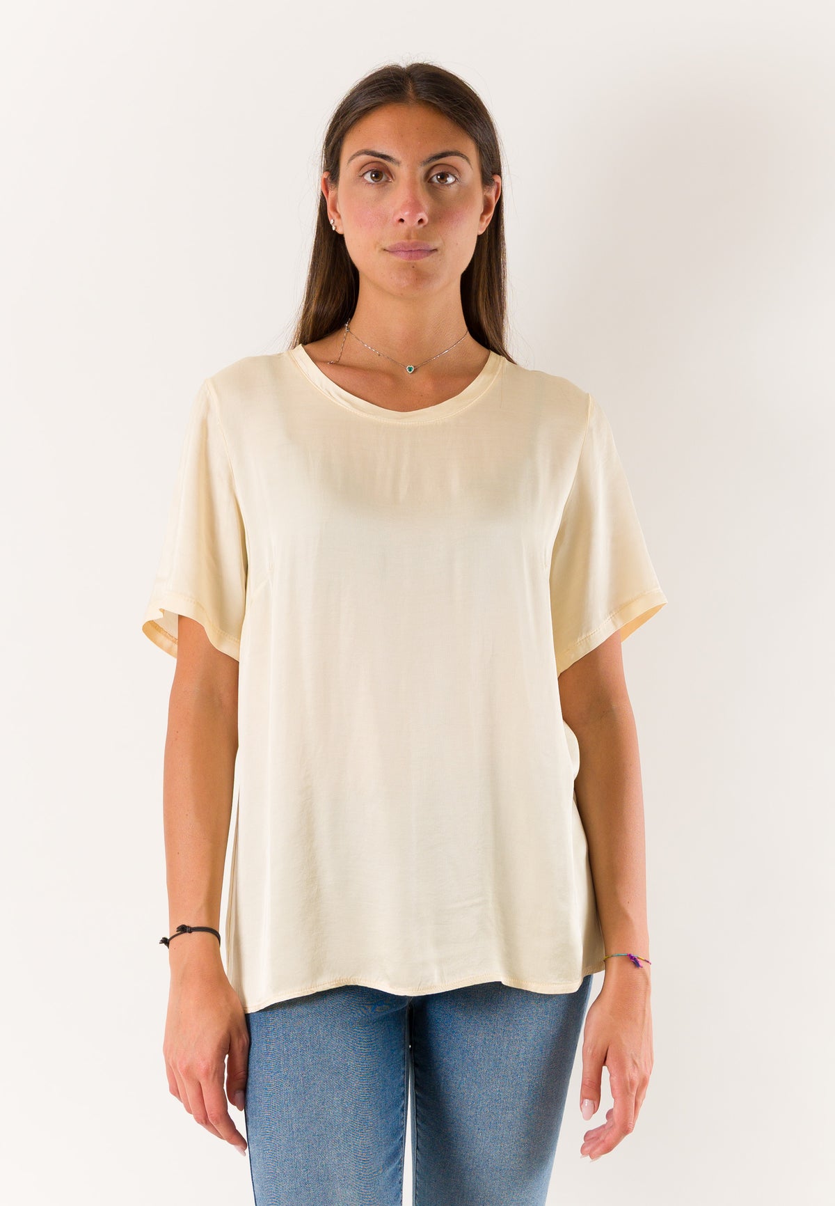 t-shirt a mezze maniche in raso 424219