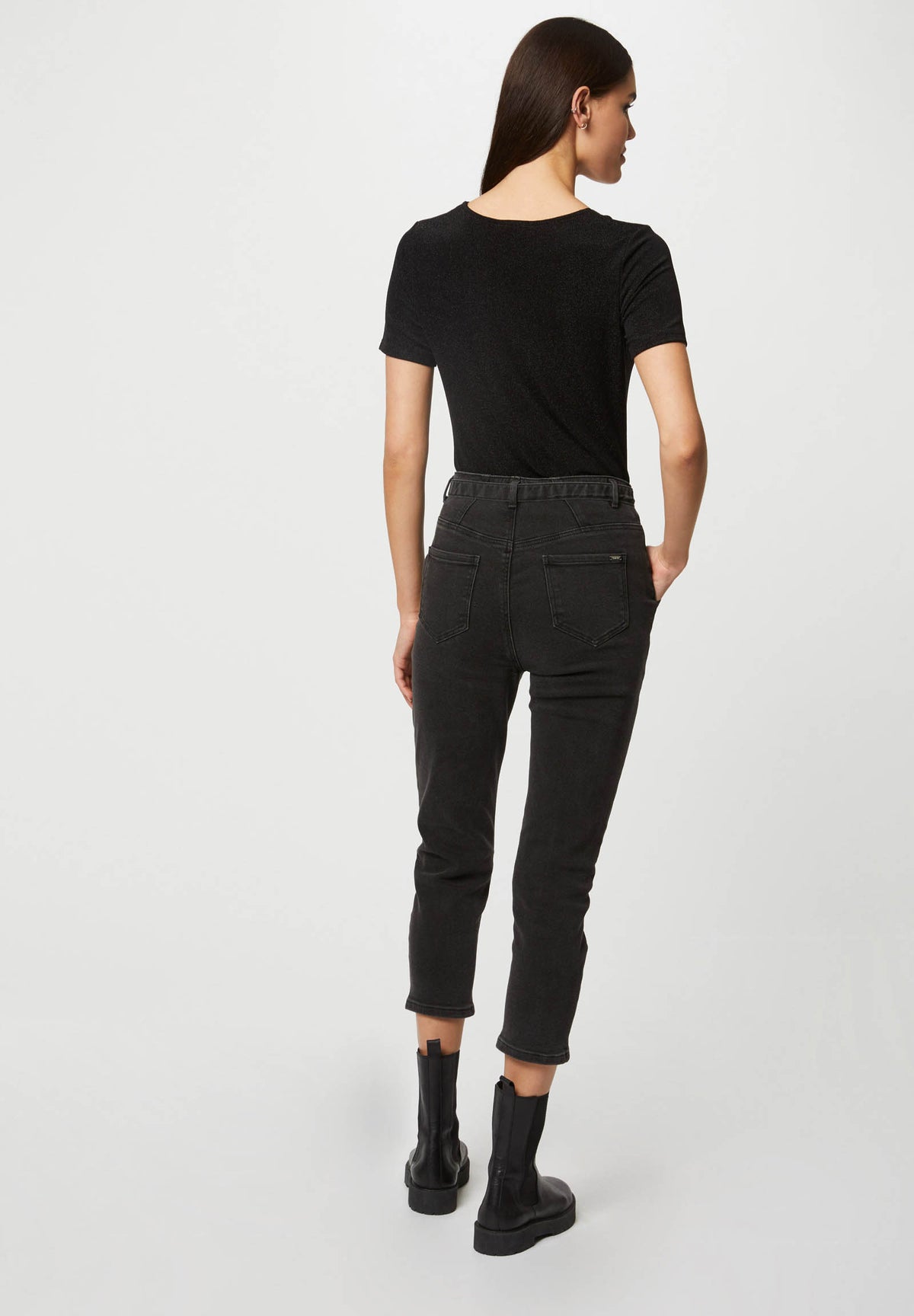 T-shirt scollo a V in lurex DIWI