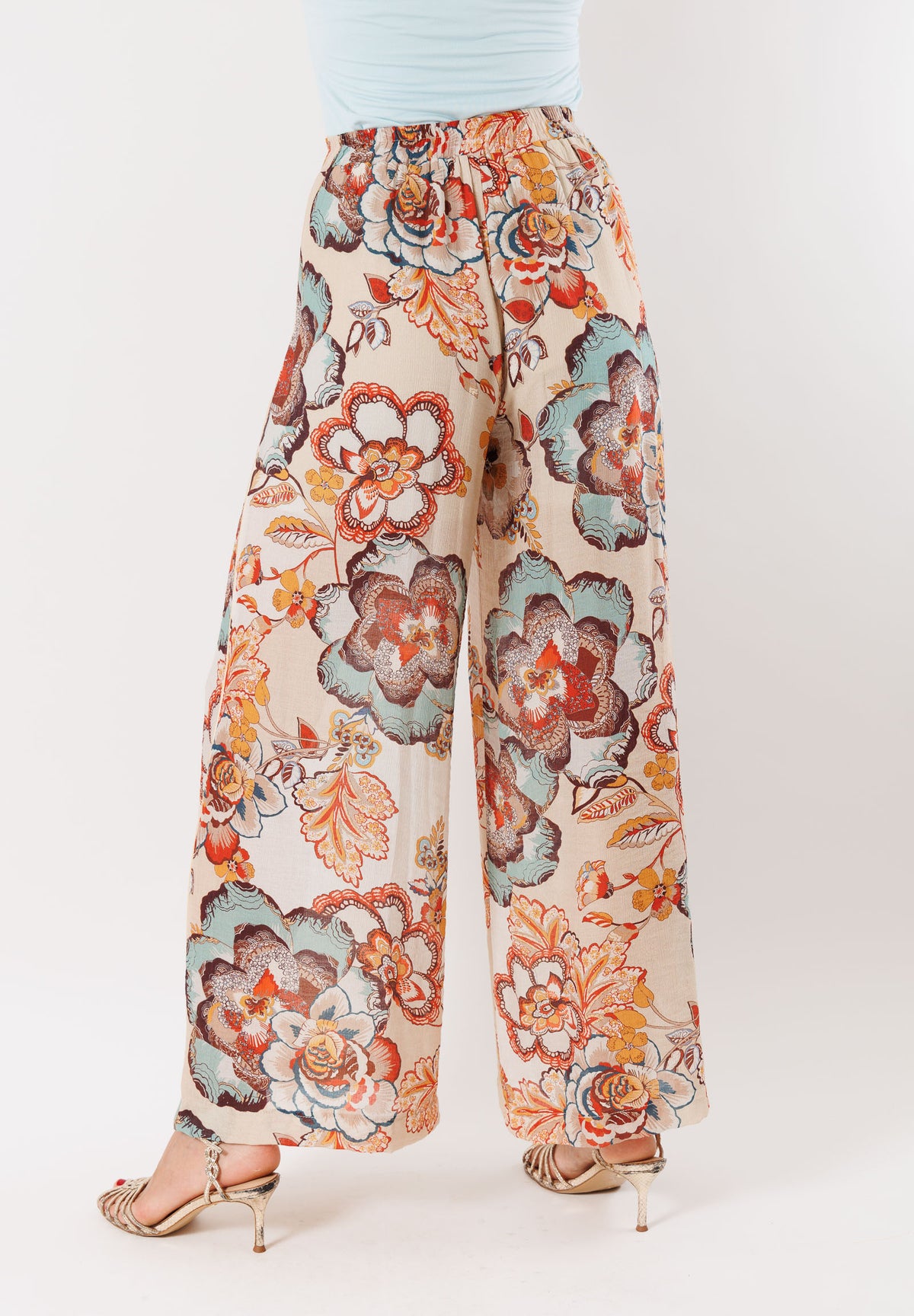 Pantaloni palazzo fantasia floreale YM1070