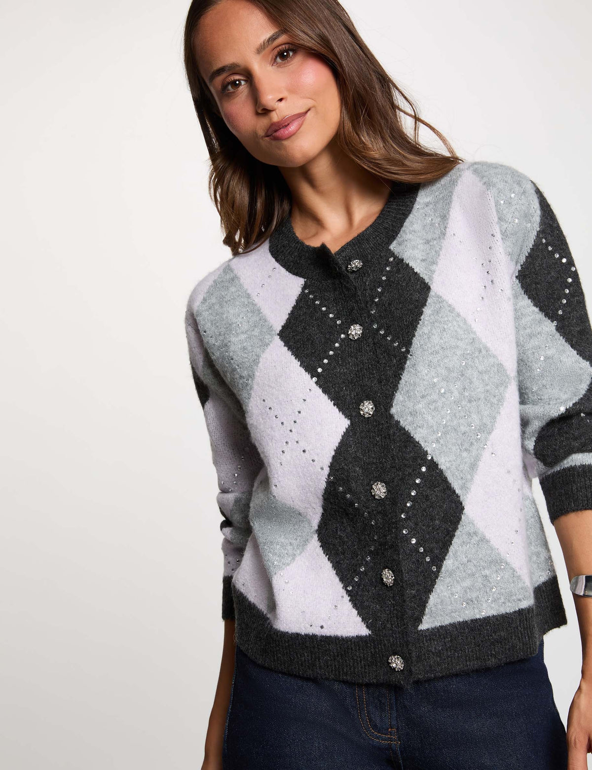 Morgan MDIAMO cardigan rombi con strass