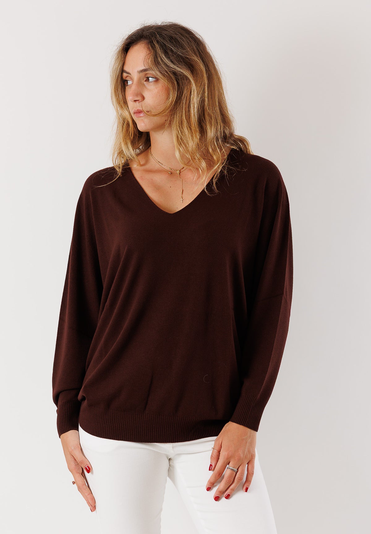 Maglia viscosa Scollo a V linea morbida 3M0815C