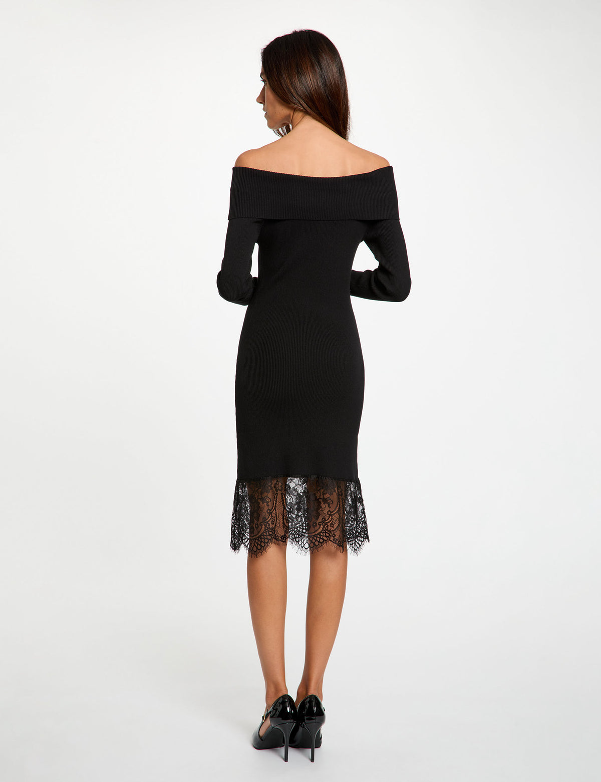 Morgan RMSILVA abito bardot con pizzo