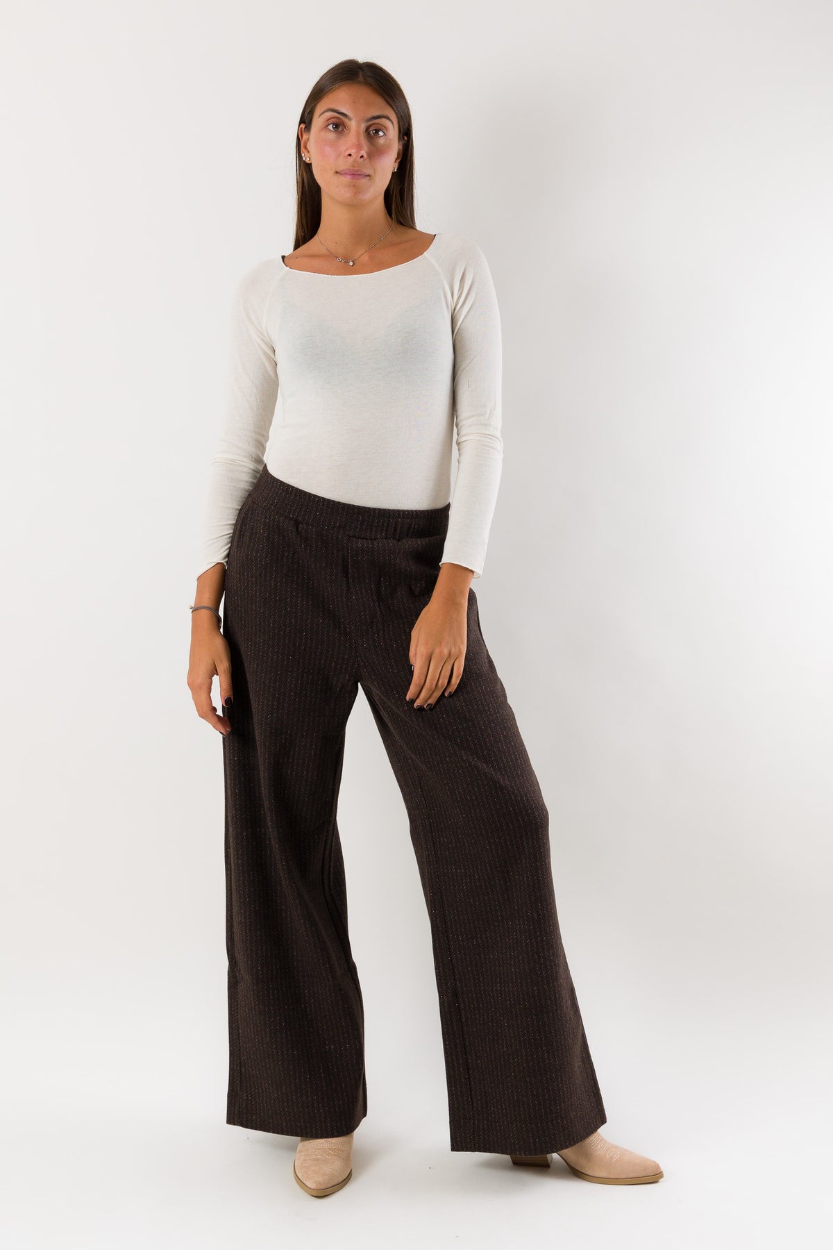 Pantaloni palazzo gessati eleganti D52568