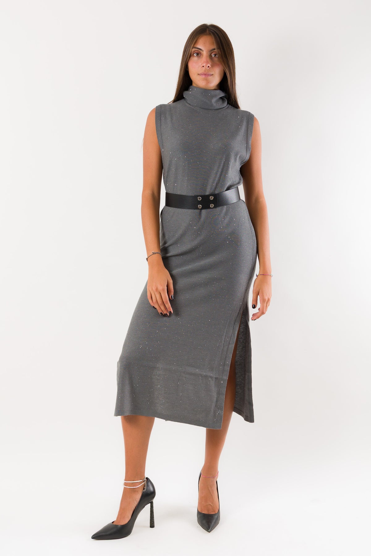 Abito midi lurex collo alto 8A0029