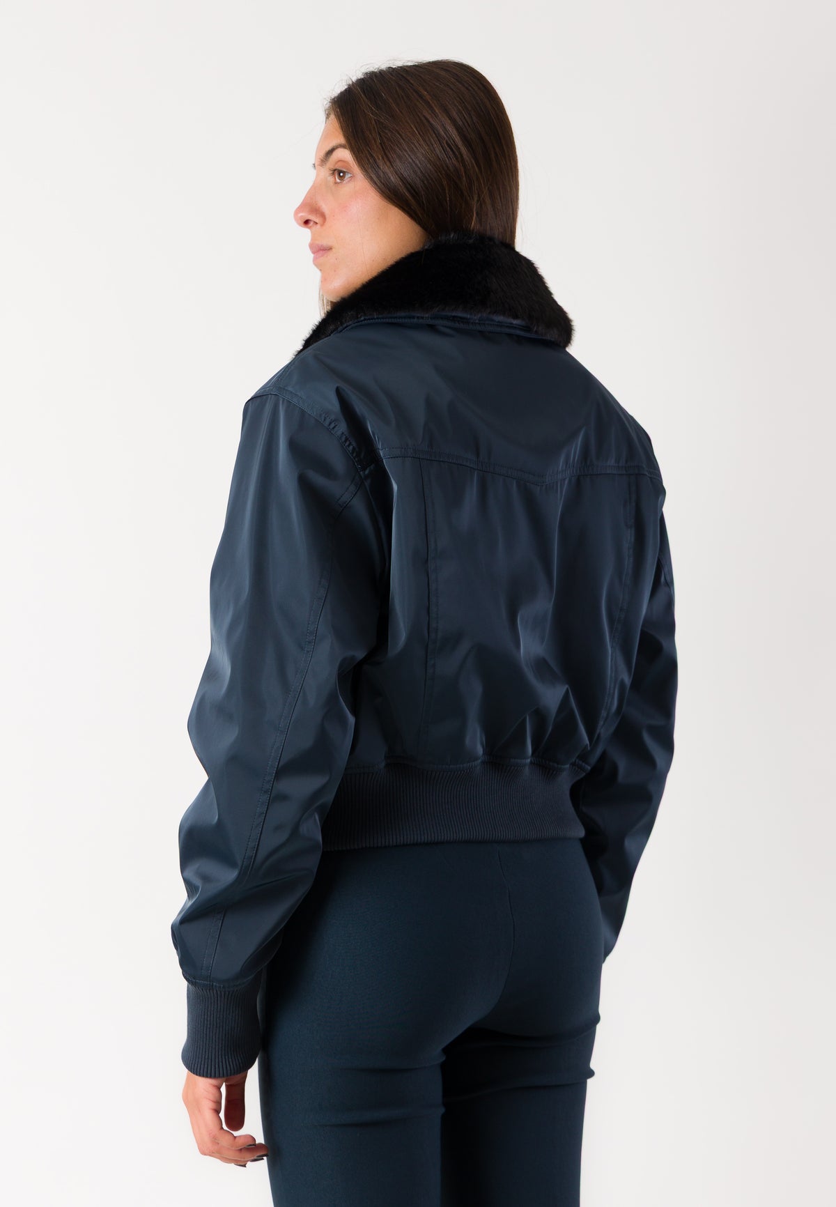 Giubbino bomber con collo eco-pelliccia 8O0052