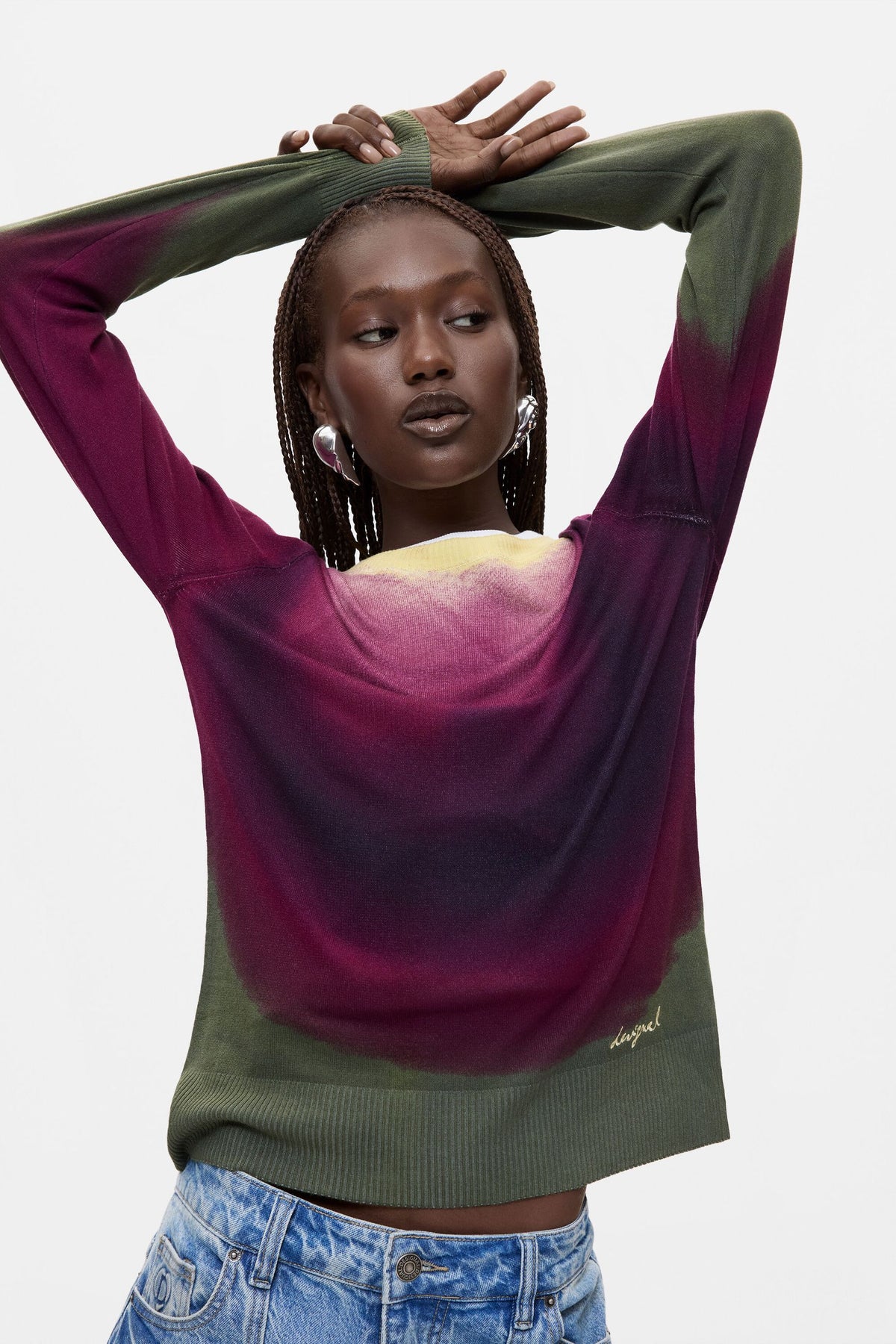 maglione a maglia fine effetto sfumato 26WWJF263004