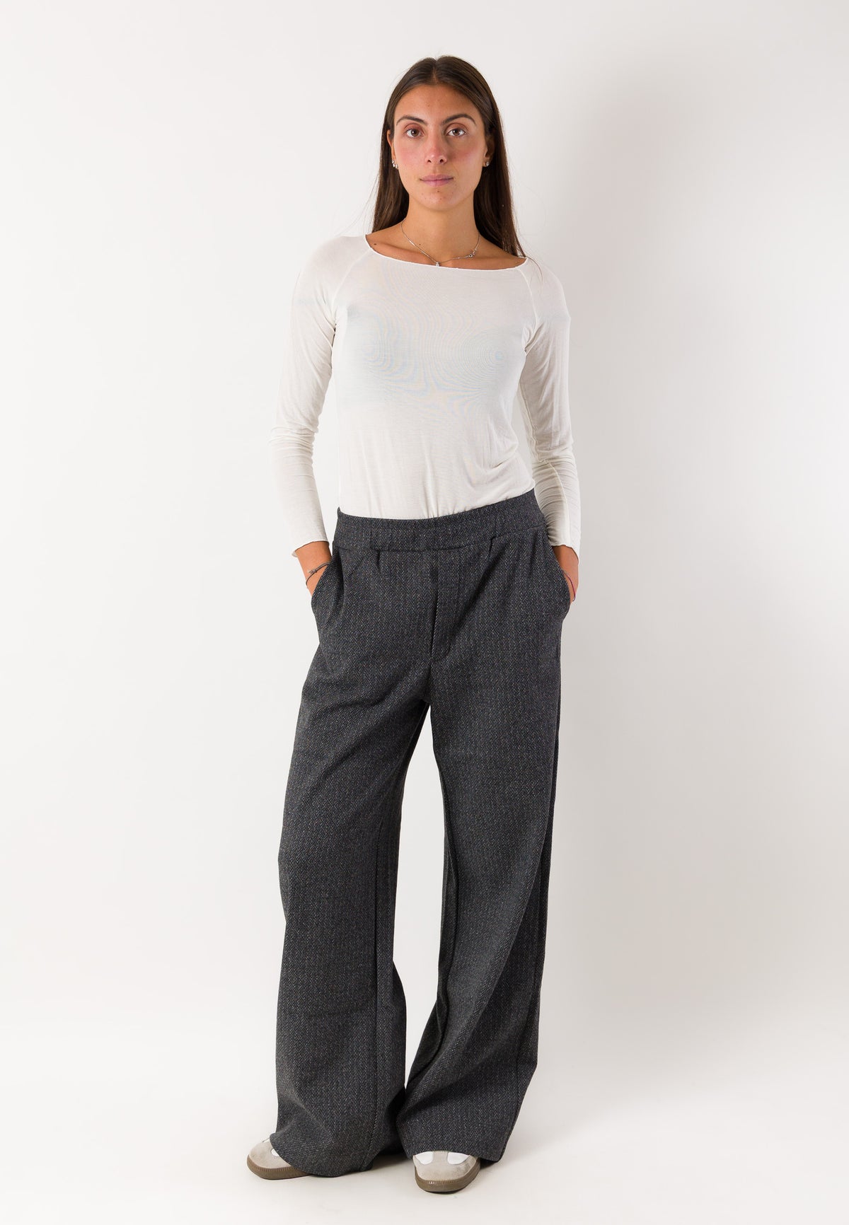 Pantaloni palazzo gessati eleganti D52568