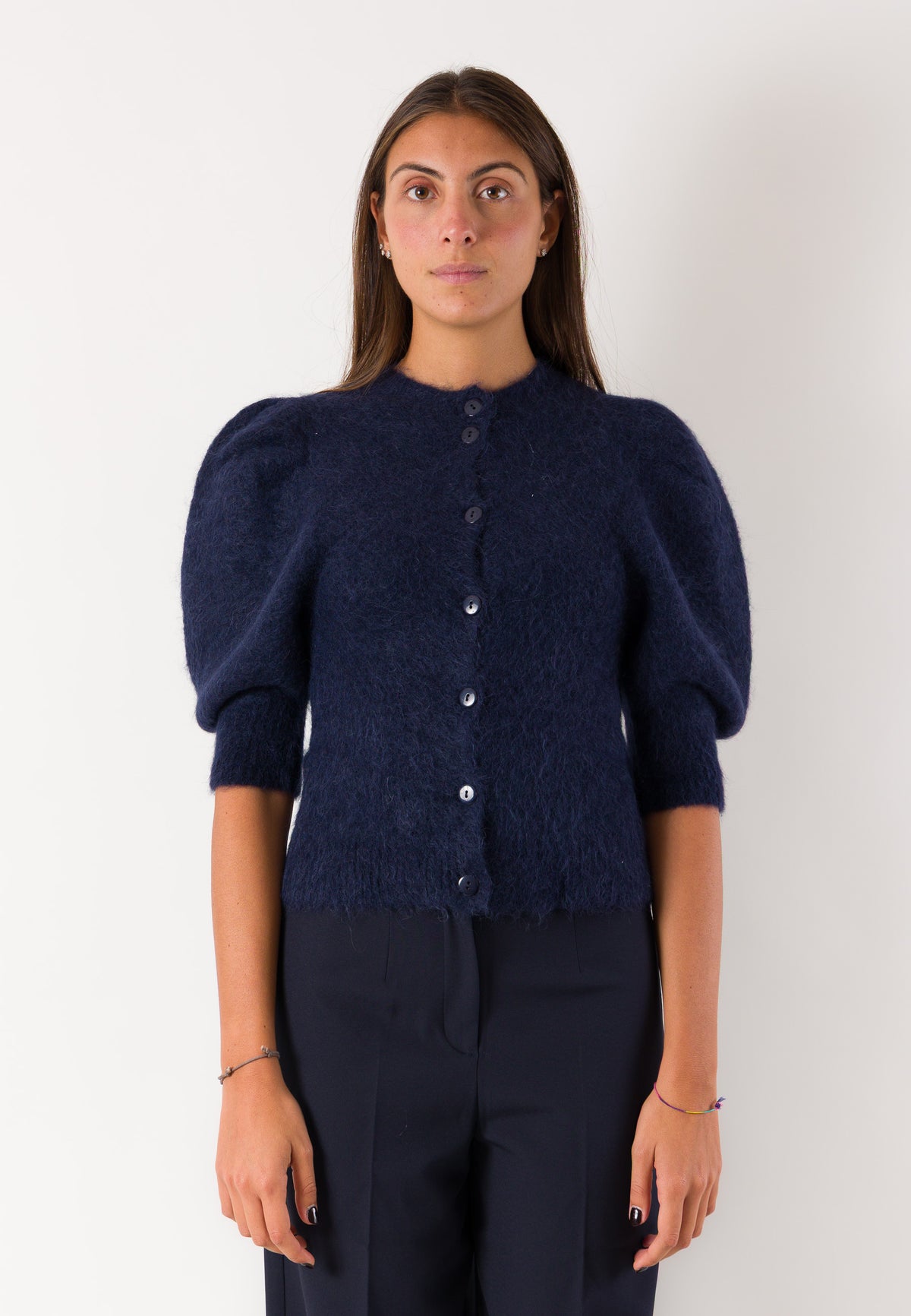 Cardigan morbido maniche a sbuffo 3M1756