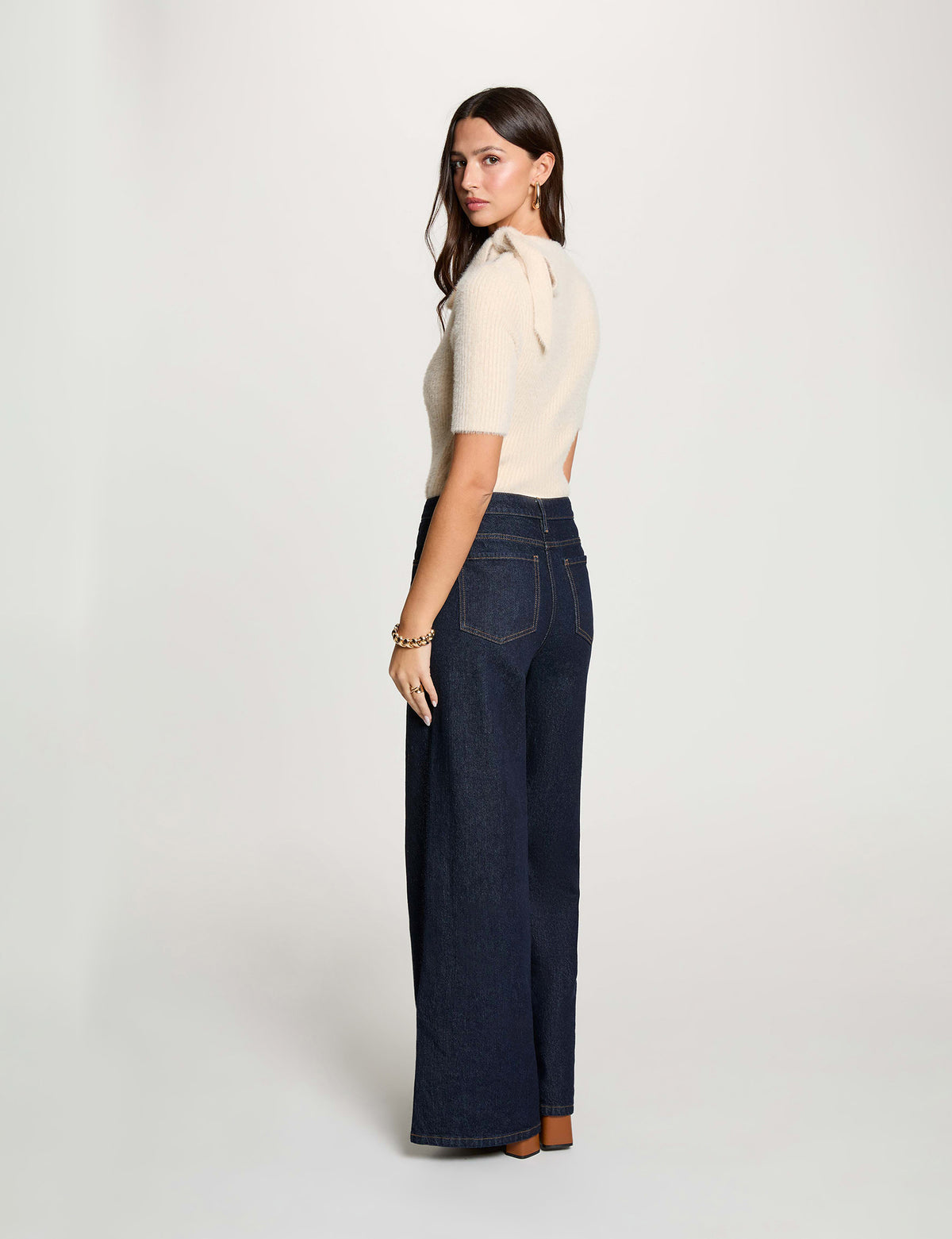 Morgan MINOR maglia costine con fiocco