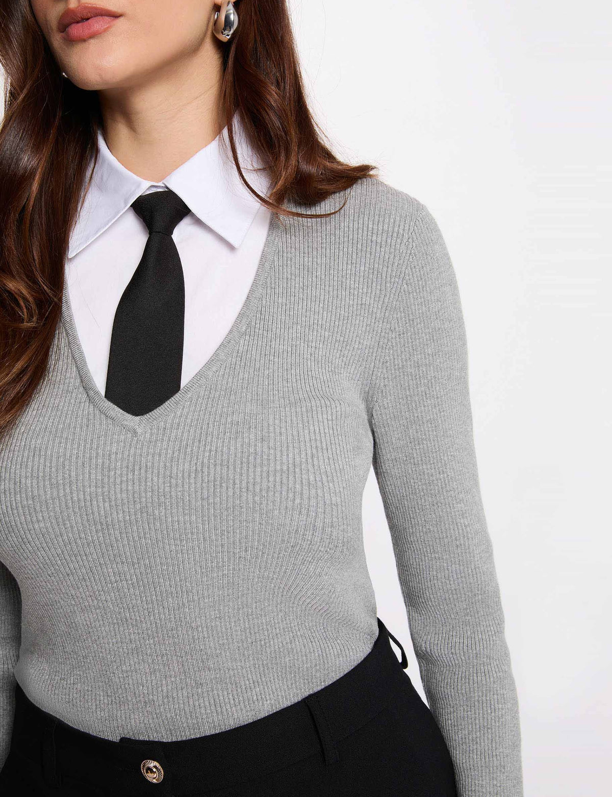 Morgan De Toi MCRAVAT maglia effetto camicia