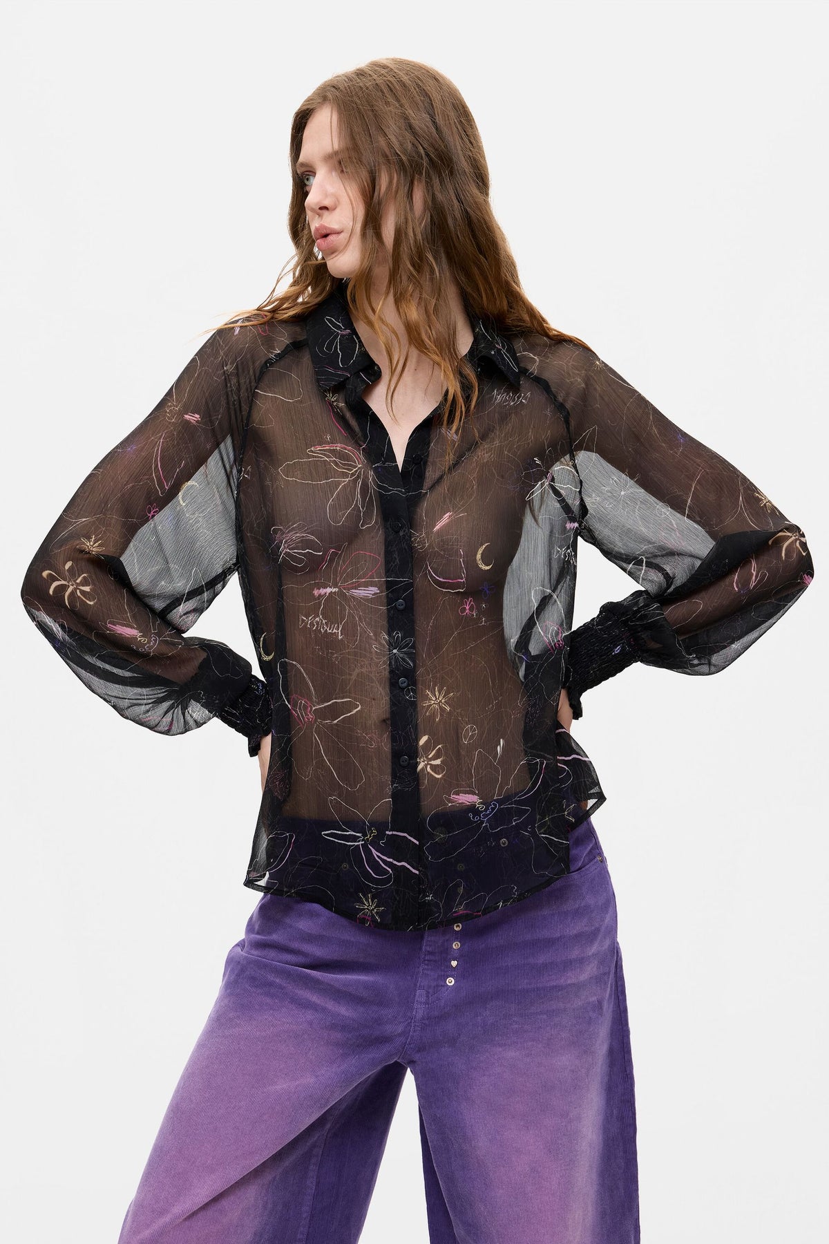 Blusa floreale trasparente 26WWBW112000