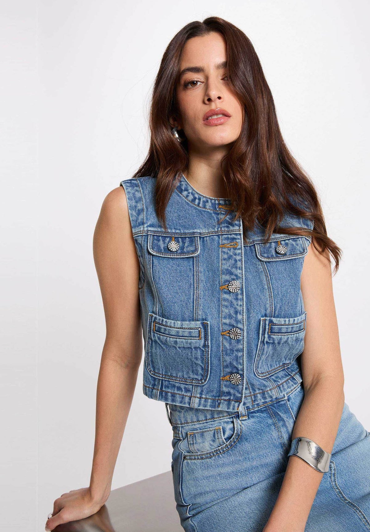 VCHARMYDENIM STONE - Waistcoat - MORGAN DE TOI