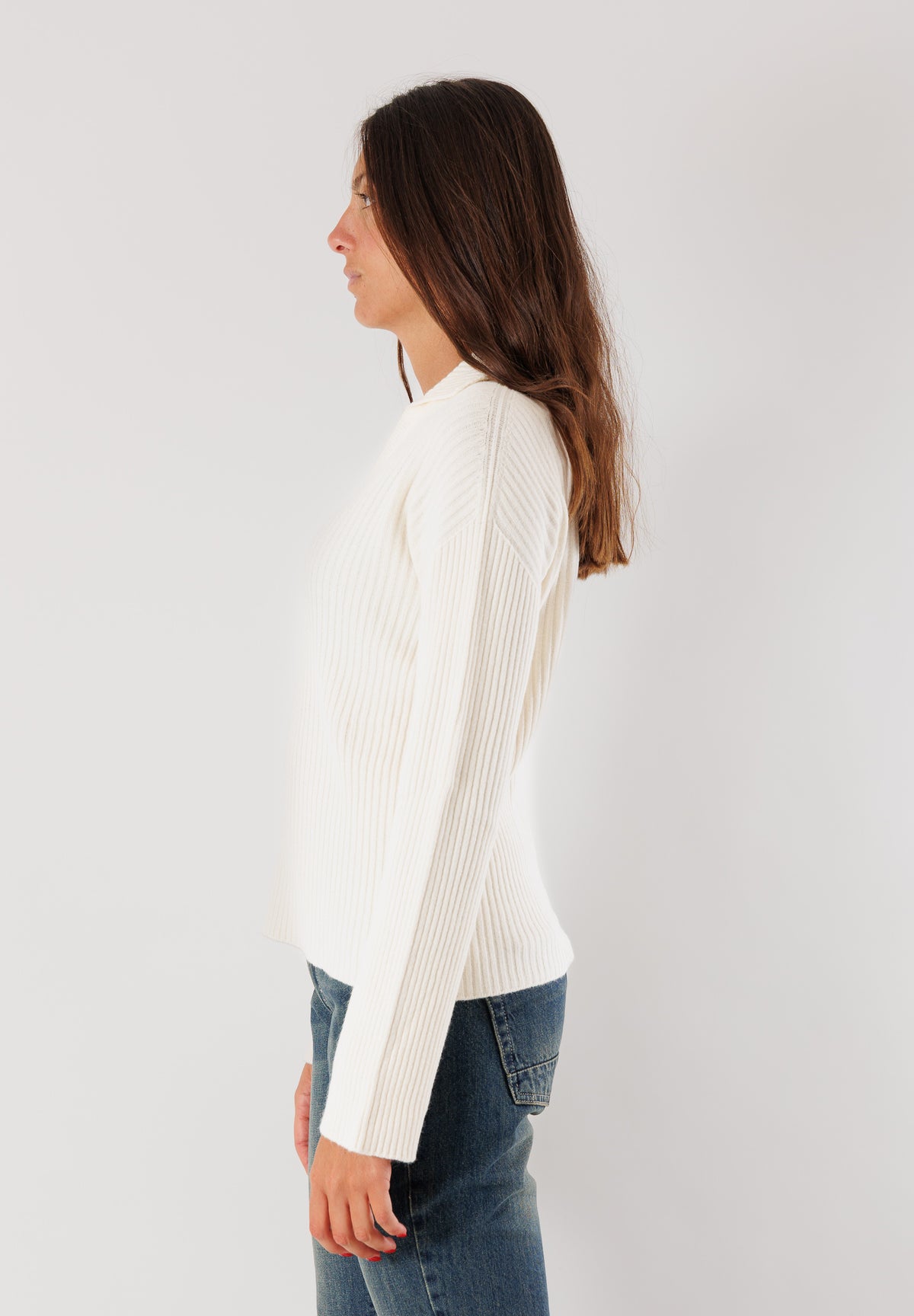 Maglia a costine con scollo polo 3M0851