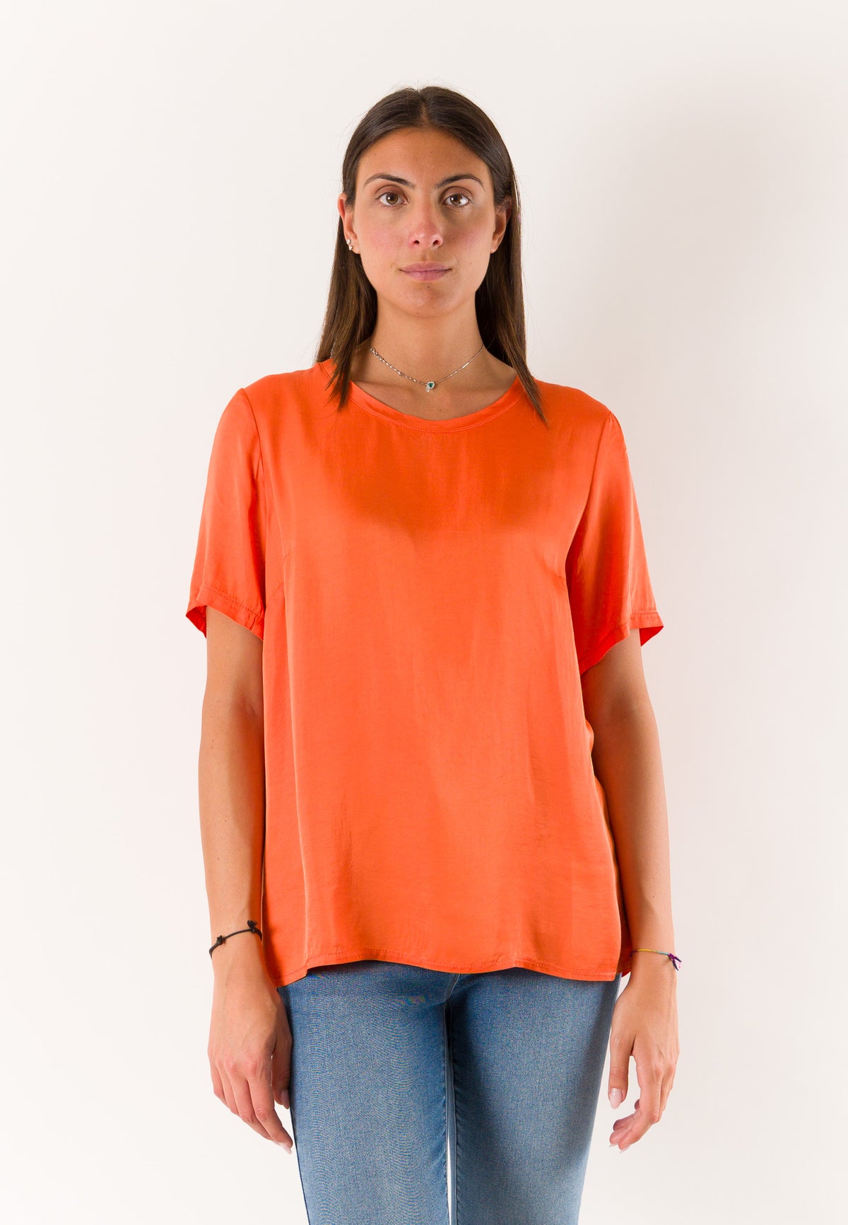 t-shirt a mezze maniche in raso 424219
