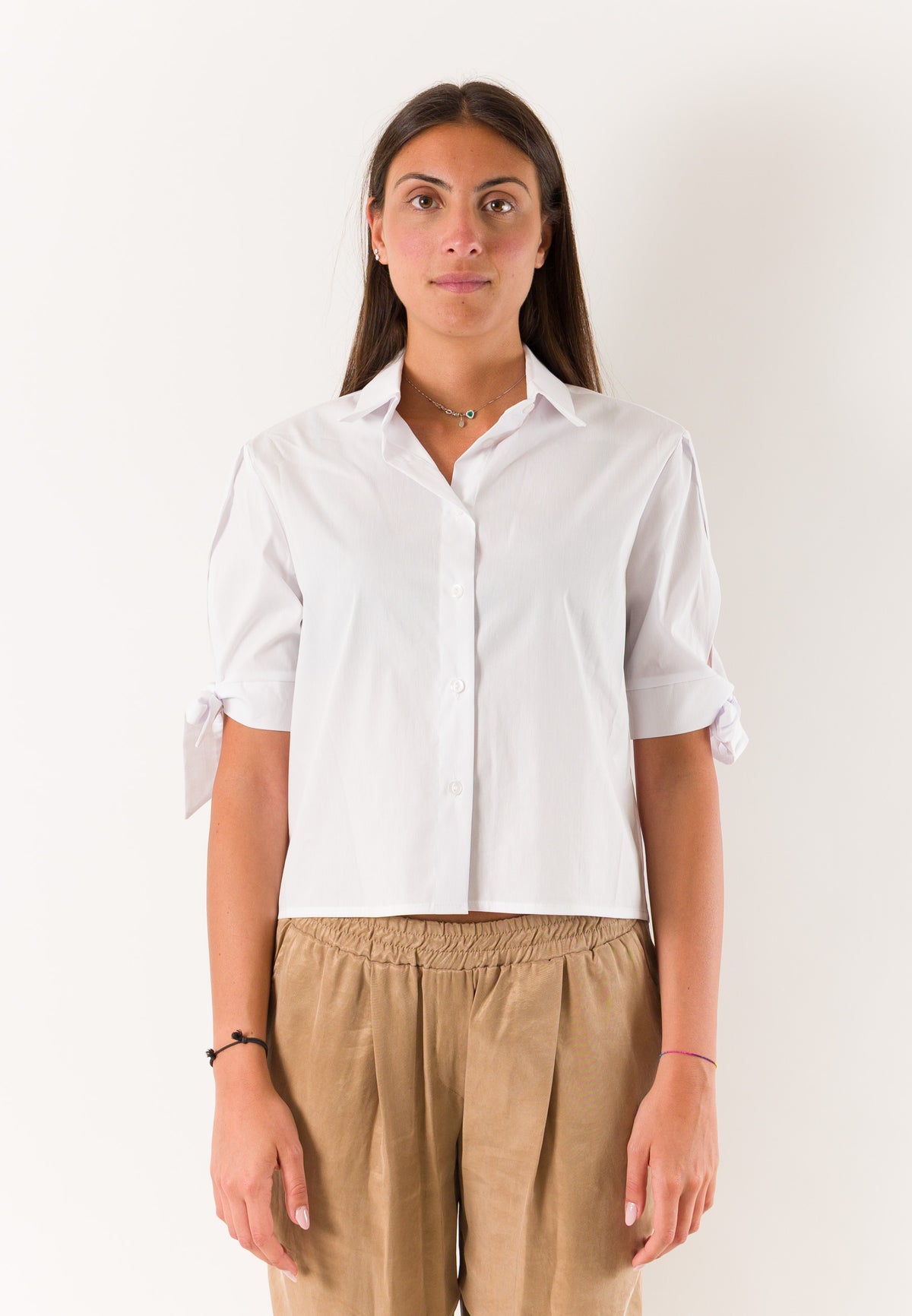 camicia mezze maniche con  fiocchi PE26130