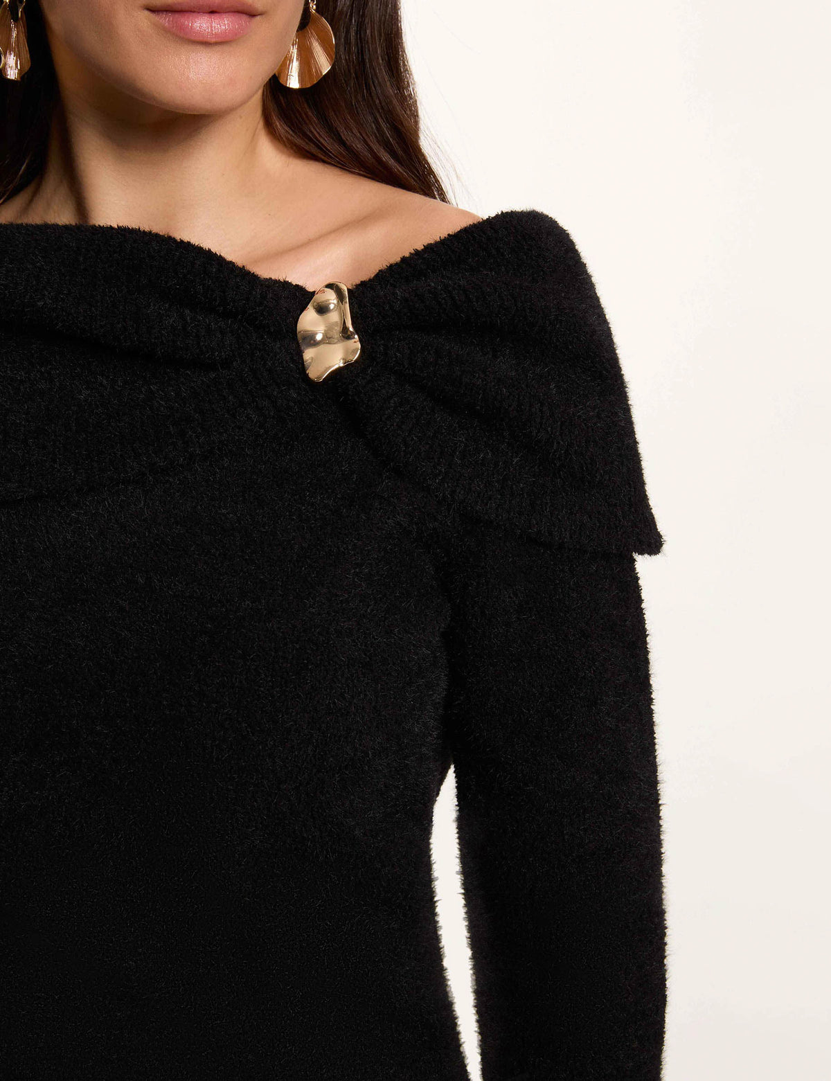 Morgan MBOSCO maglia scollo bardot gioiello