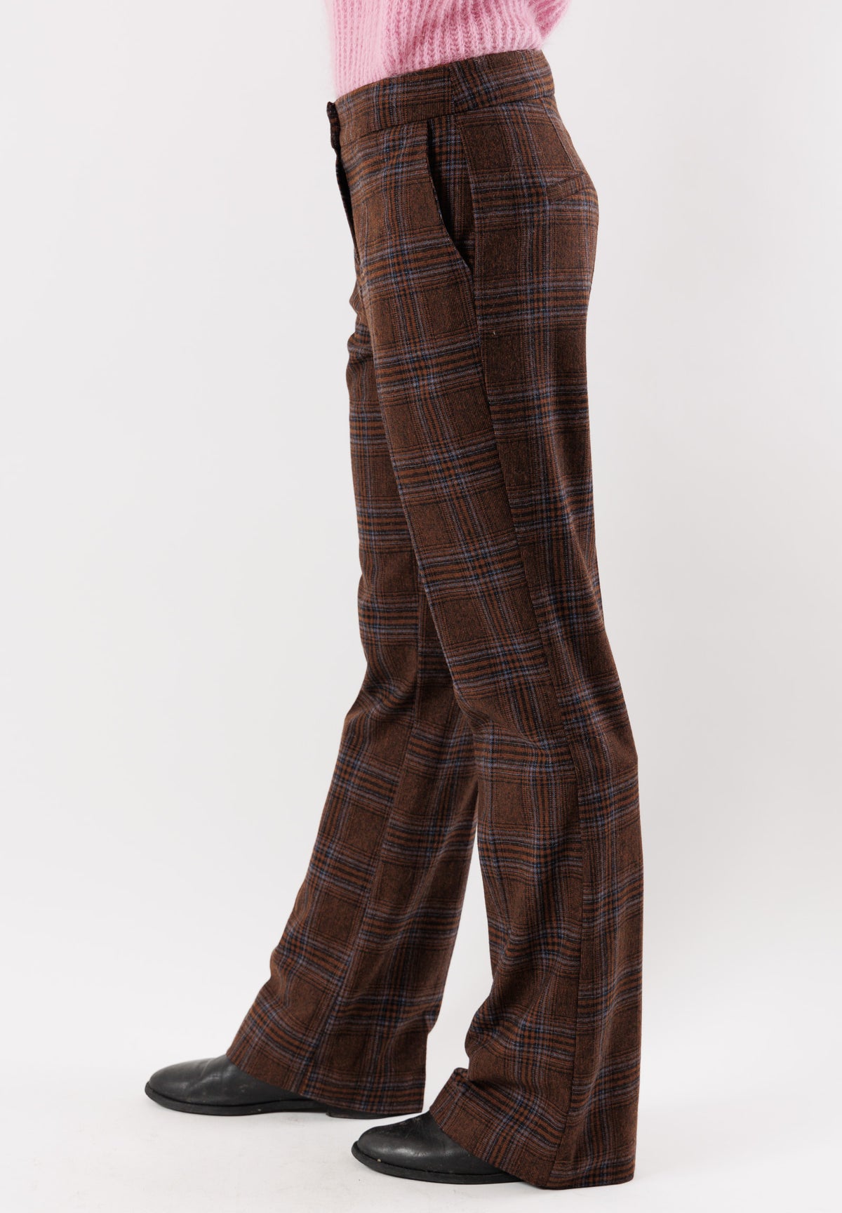 MESANGE Women's Trousers Dark Brown Check
