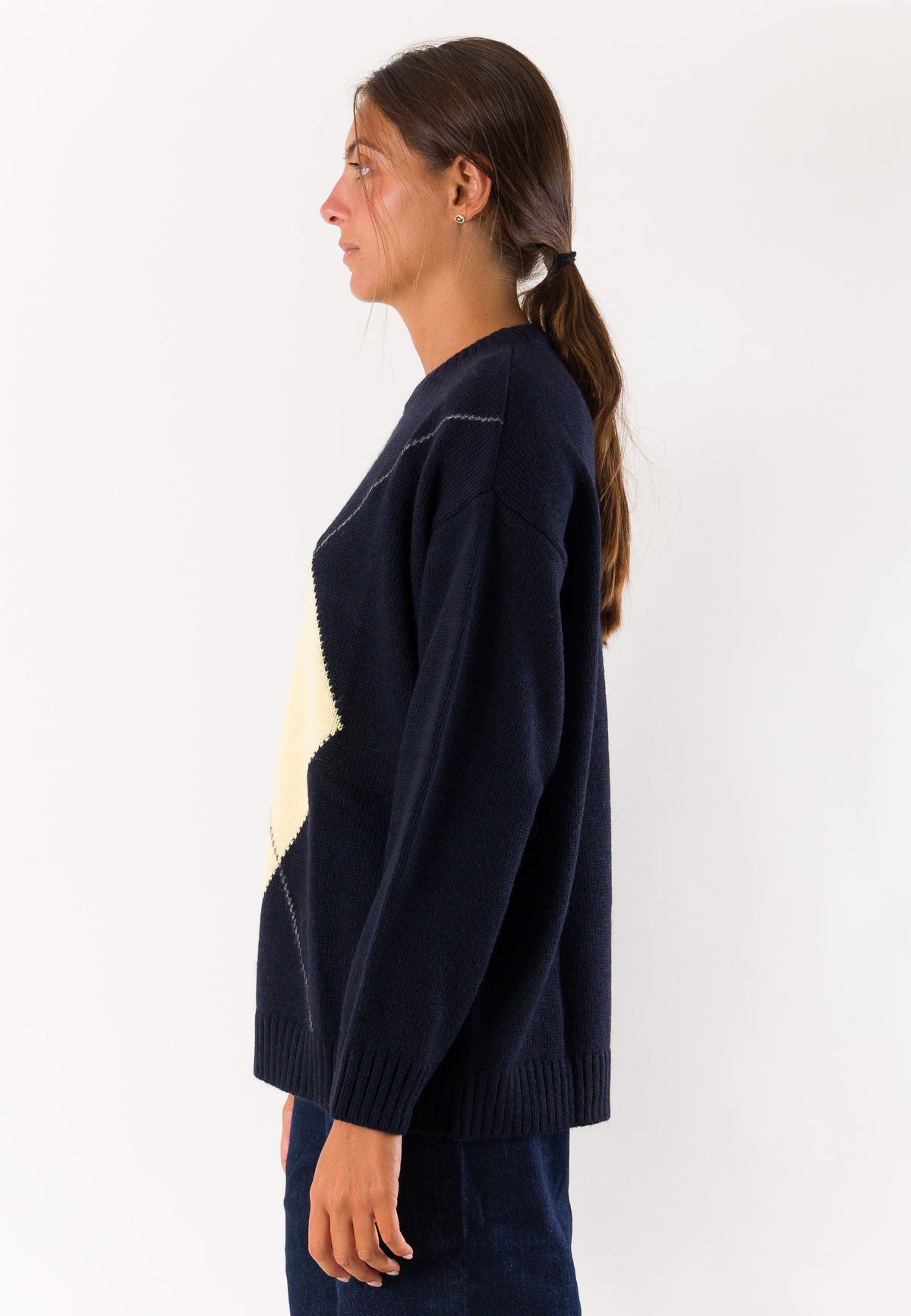 KONTATTO Women's Sweater BLUE-YELLOWISH-MEDIUM GREY