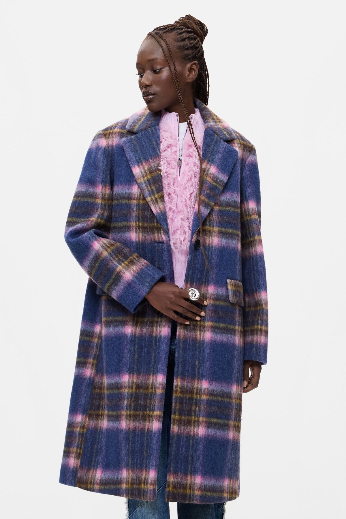 cappotto lungo a quadri in lana 26WWEW305000