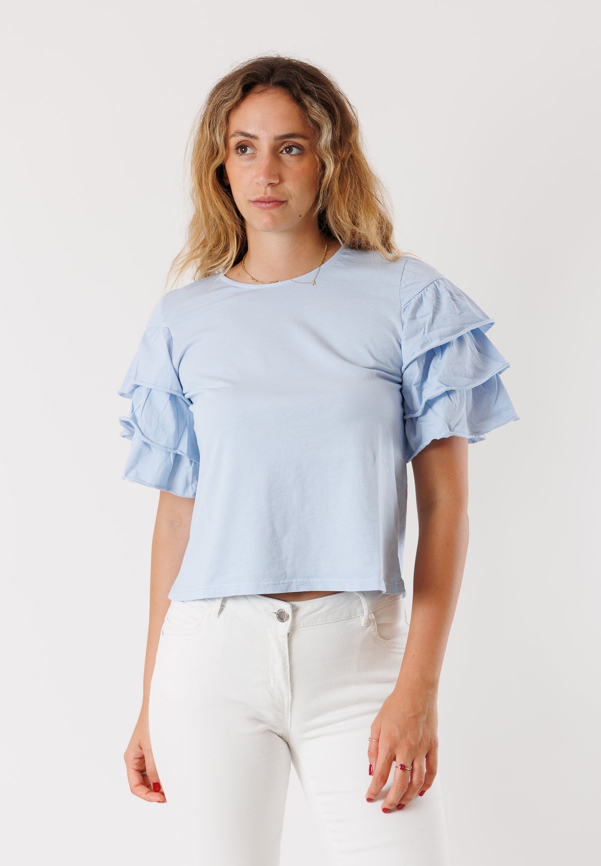 T-shirt con maniche a balze 100% cotone MR4068N