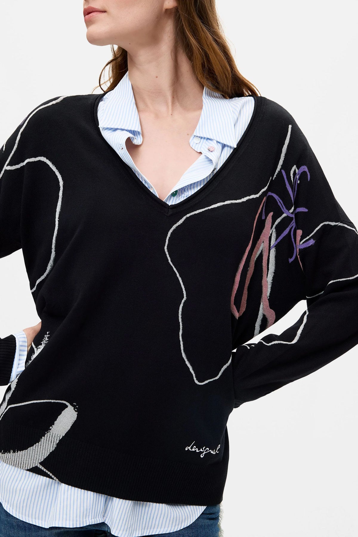 maglione lavorato a maglia con fiori 26WWJF292000