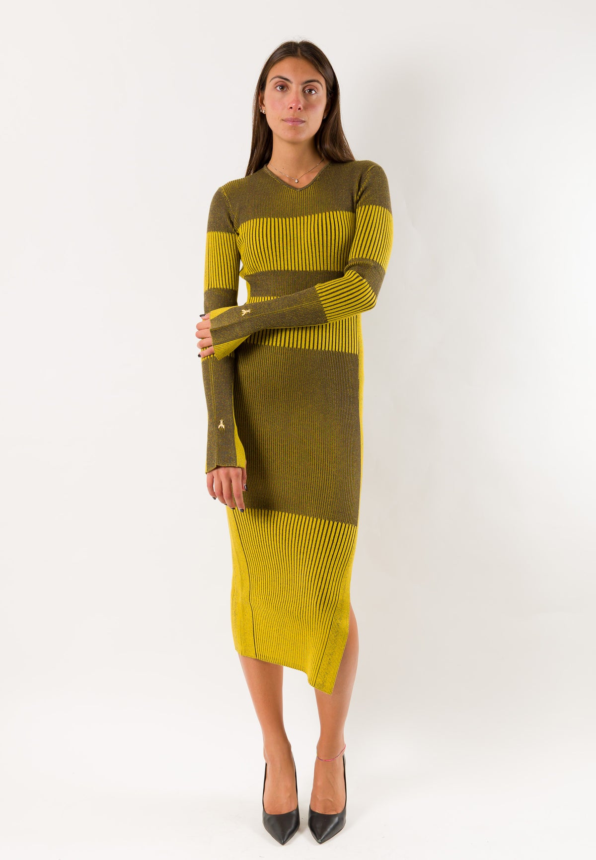 Patrizia Pepe 2A0044 abito midi costine