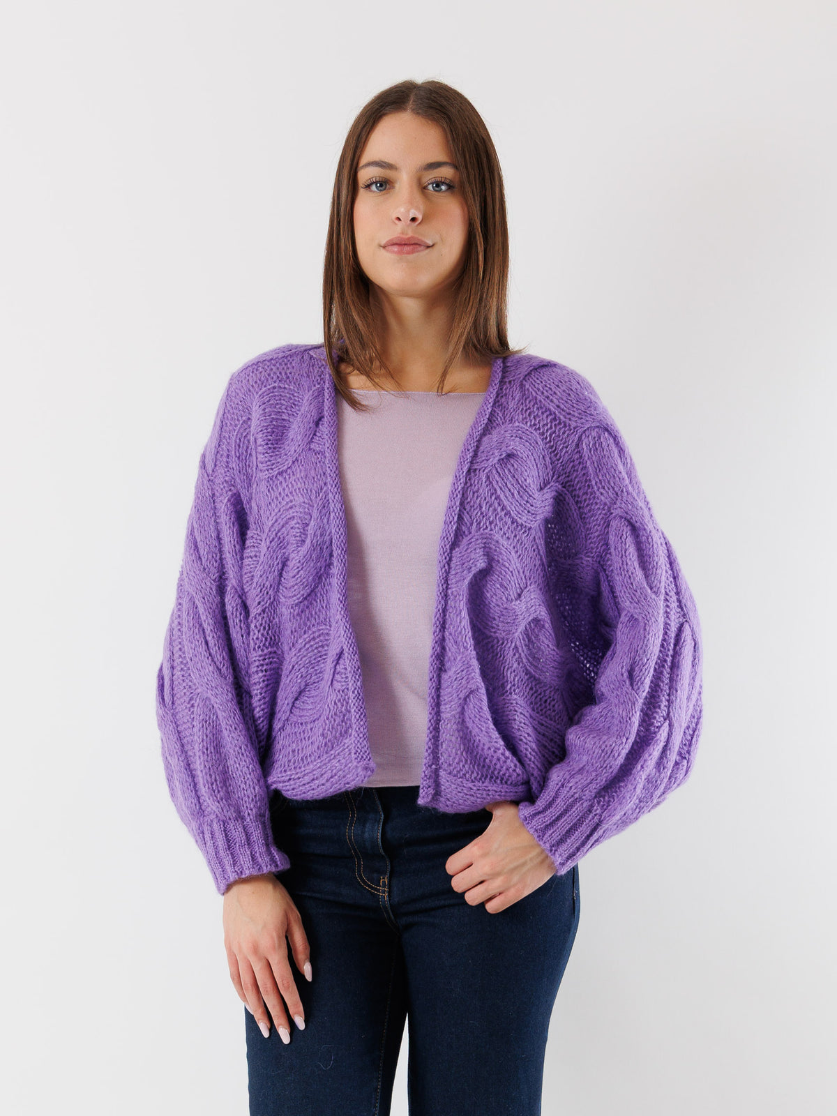 Cardigan kimono con treccioni oversize BY09050