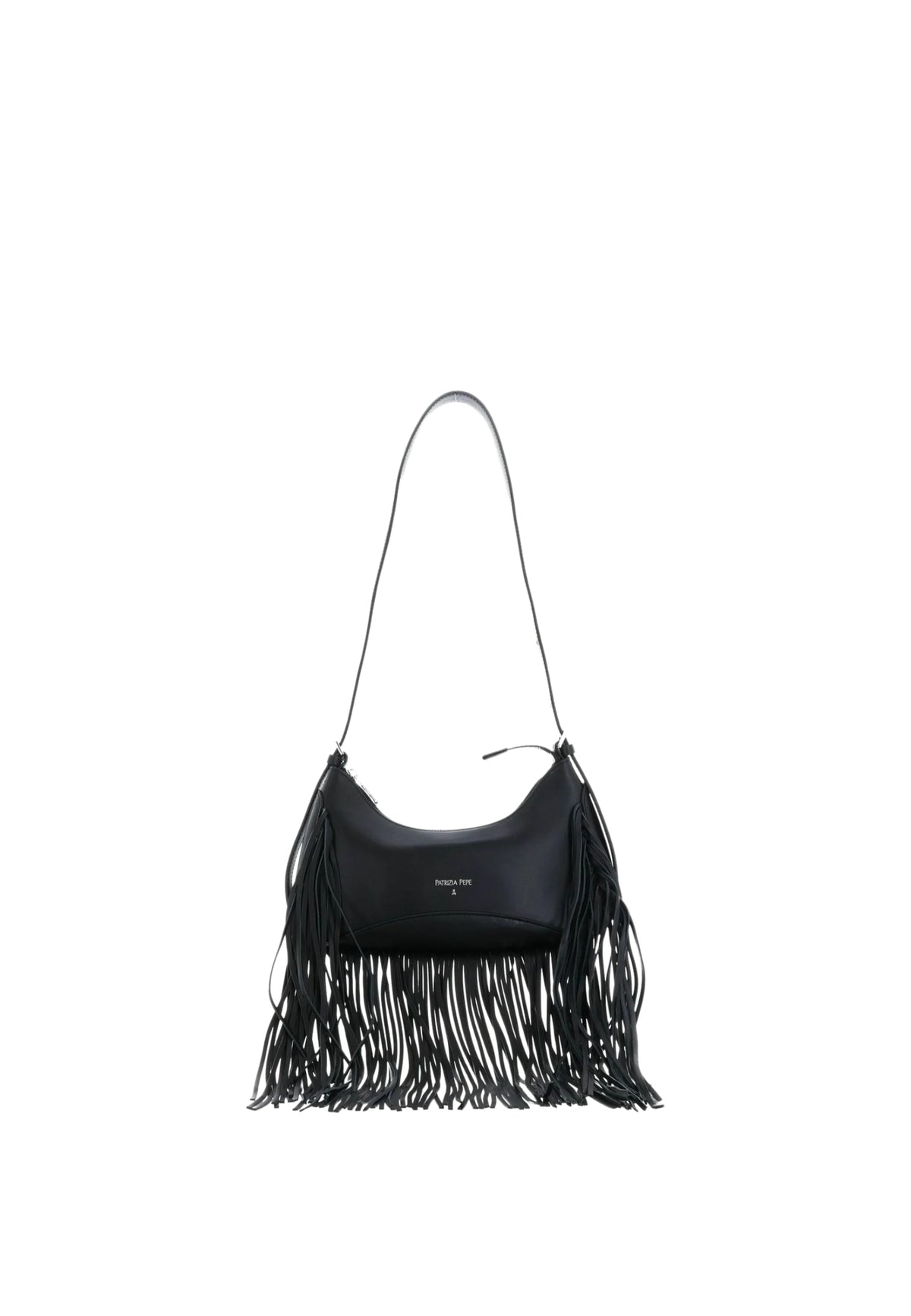 Borsa a Spalla Patrizia Pepe in Pelle Nera con Frange 8B0166L101K103