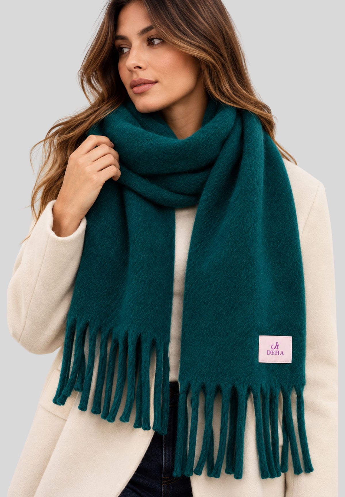 Sciarpa Donna DEHA con Frange – Teal Green D1291066520