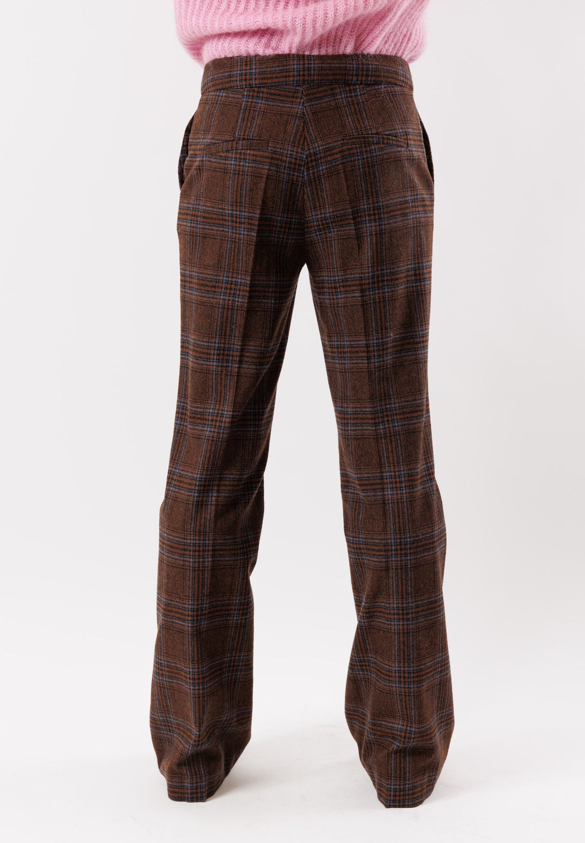 MESANGE Women's Trousers Dark Brown Check