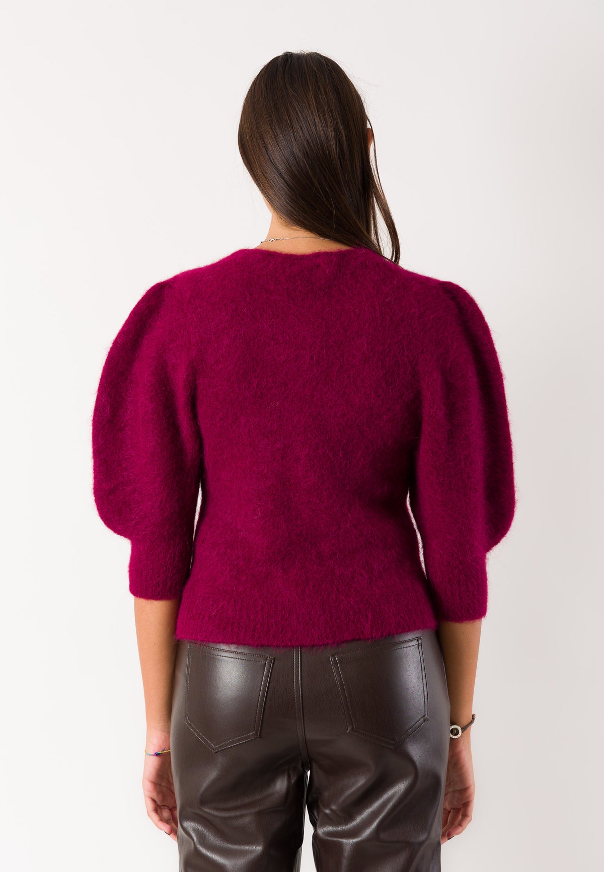 Cardigan morbido maniche a sbuffo 3M1756