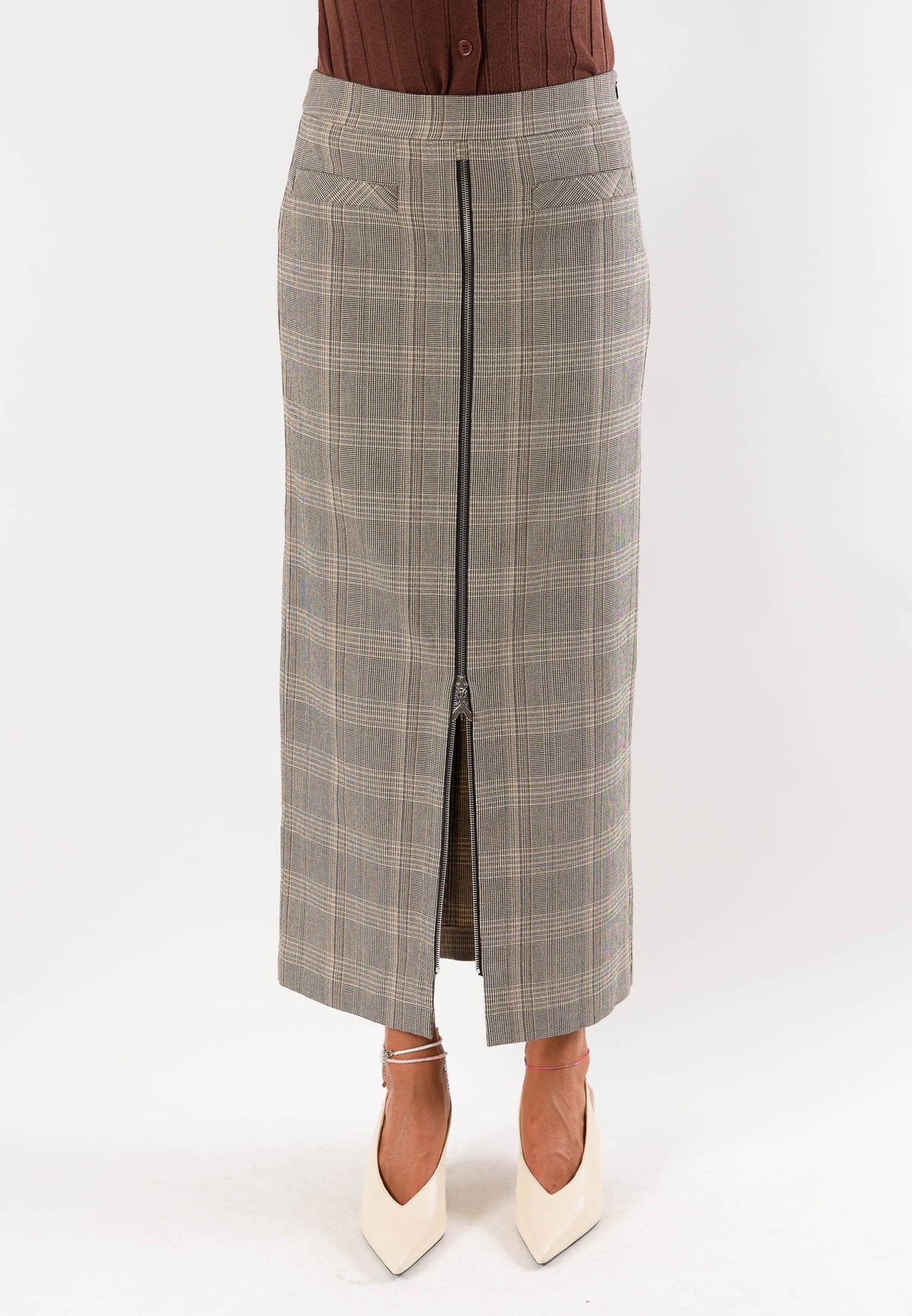PATRIZIA PEPE Women's Brown Check Skirt