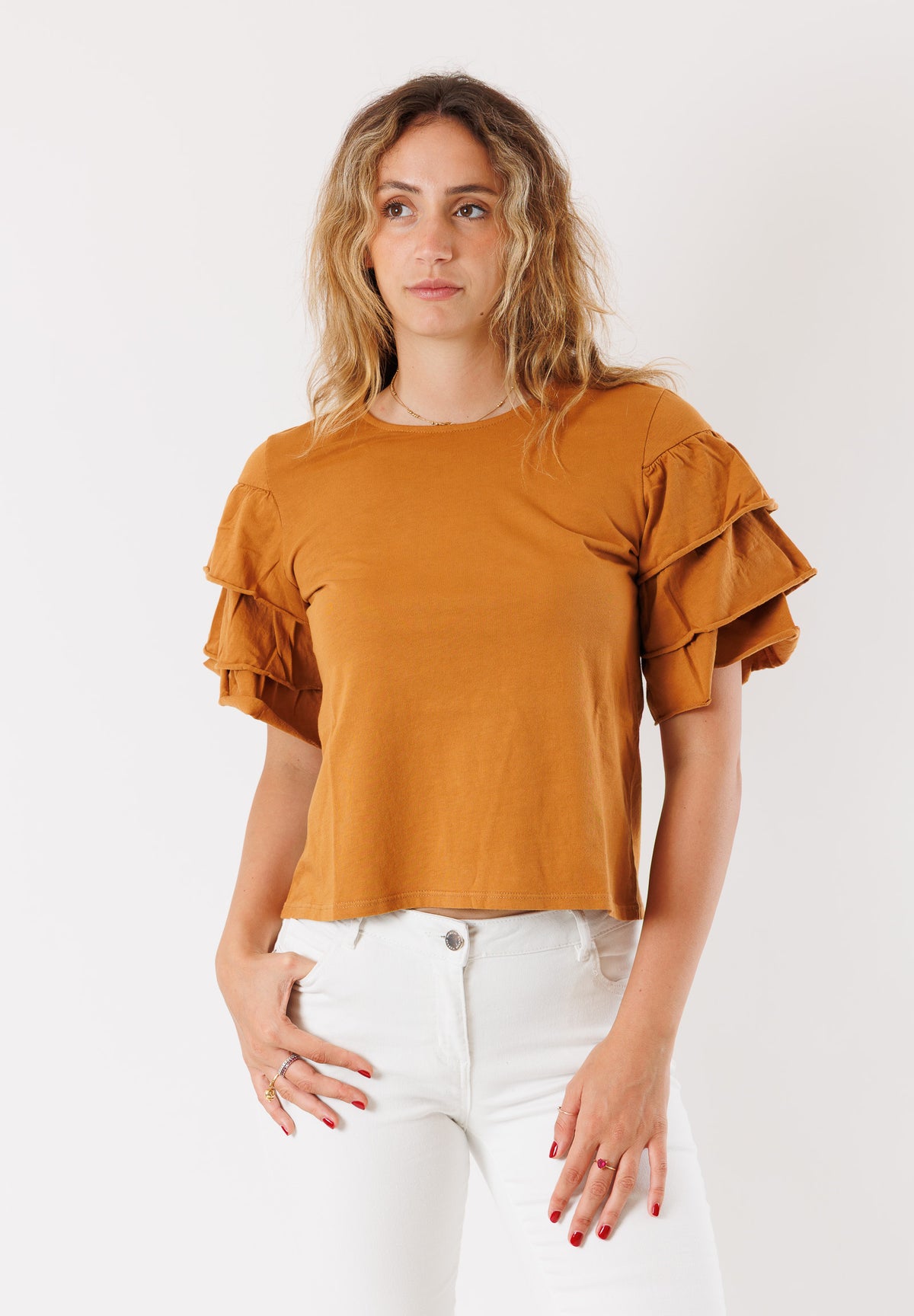 T-shirt con maniche a balze 100% cotone MR4068N