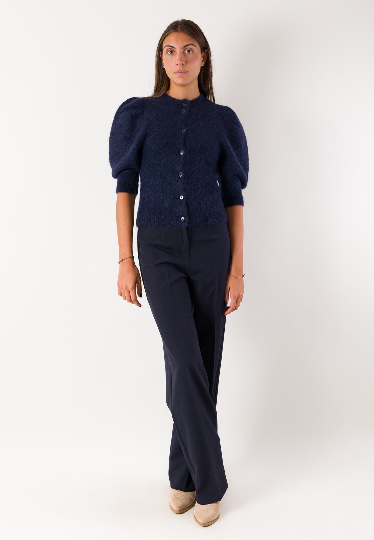 Cardigan morbido maniche a sbuffo 3M1756