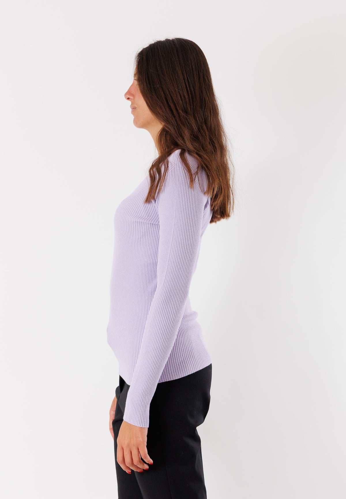 Pullover a costine con scollo a V 3M0818