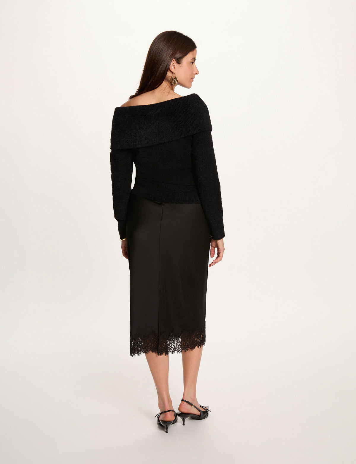 Morgan MBOSCO maglia scollo bardot gioiello