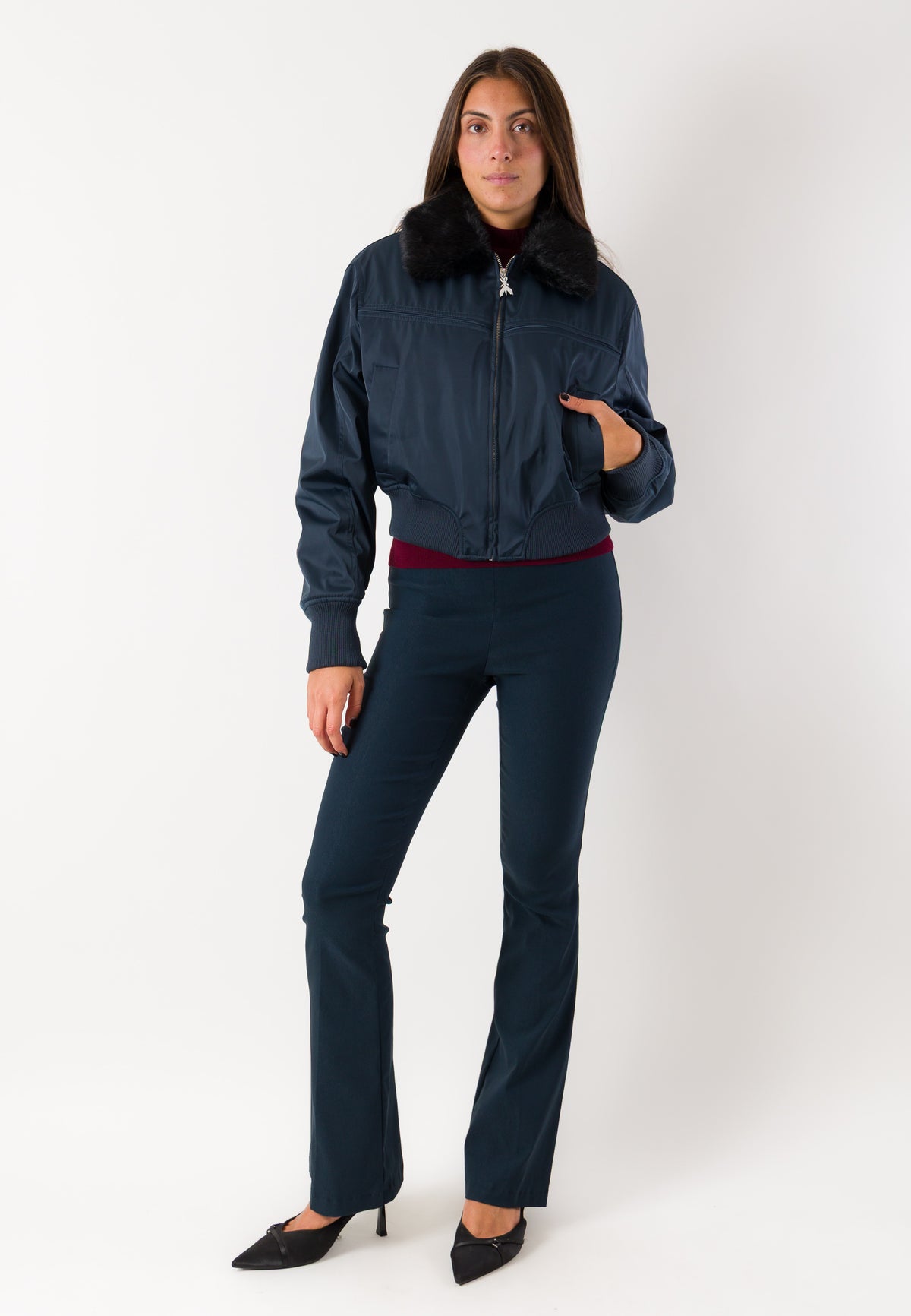 Giubbino bomber con collo eco-pelliccia 8O0052