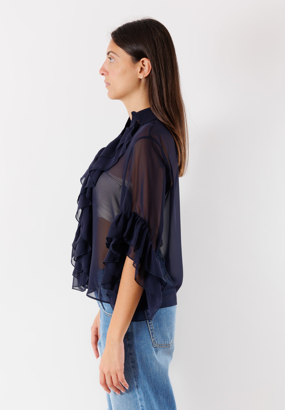 camicia con rouches 3129