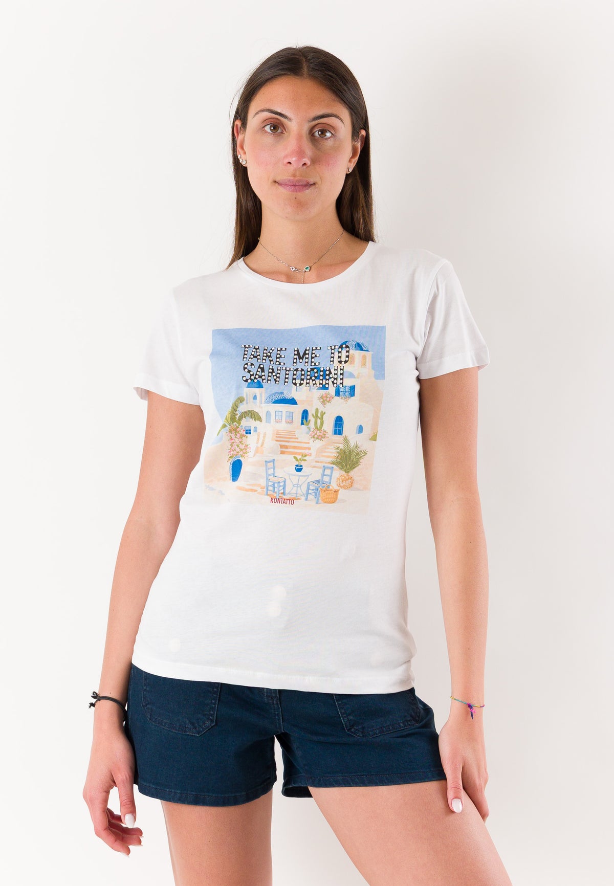 t-shirt con stampa santorini PR117F