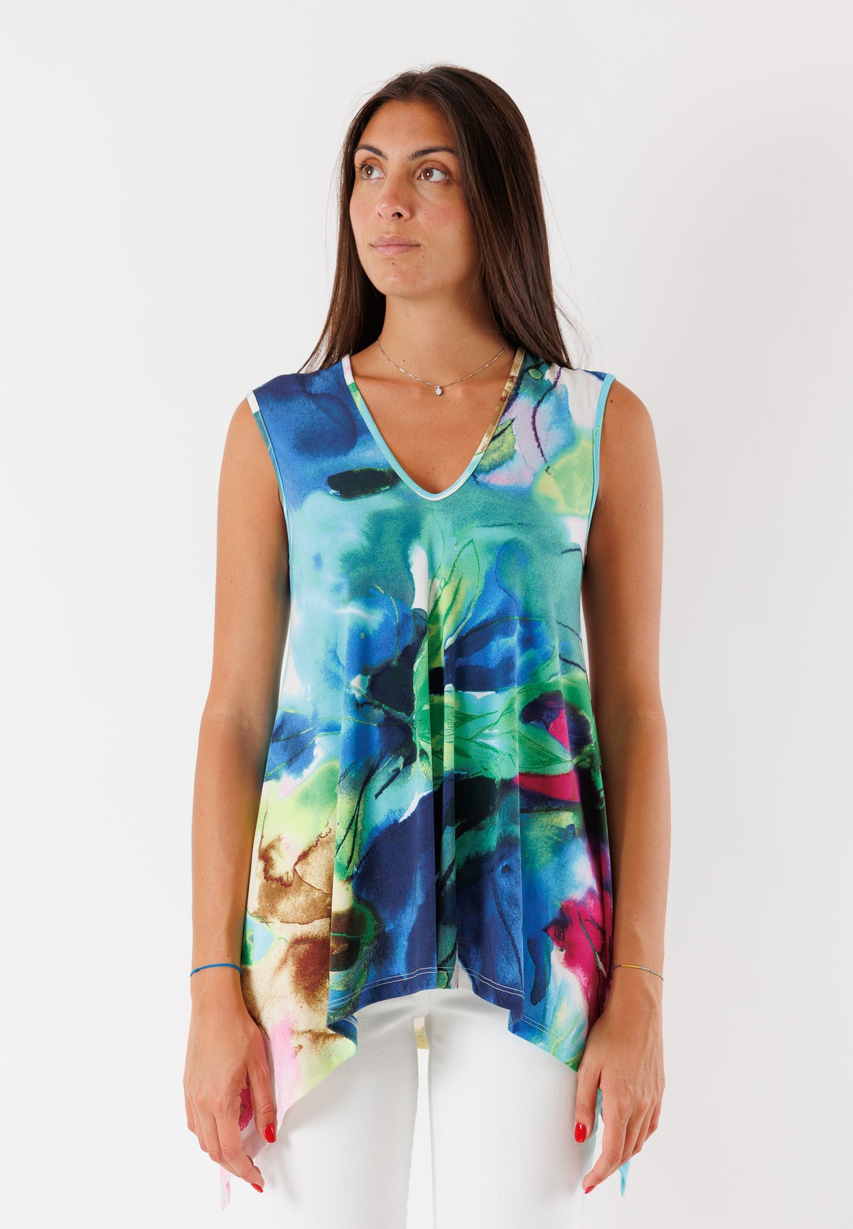 Top senza maniche  in jersey fantasia PE25306