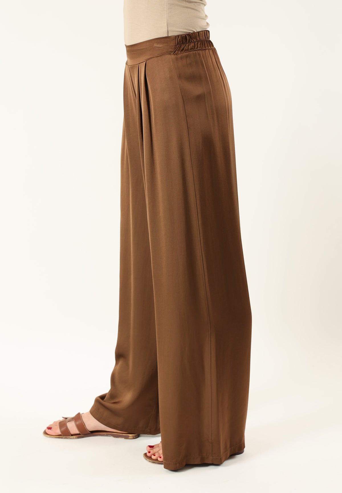 B,YU Women's Trousers Dark Brown